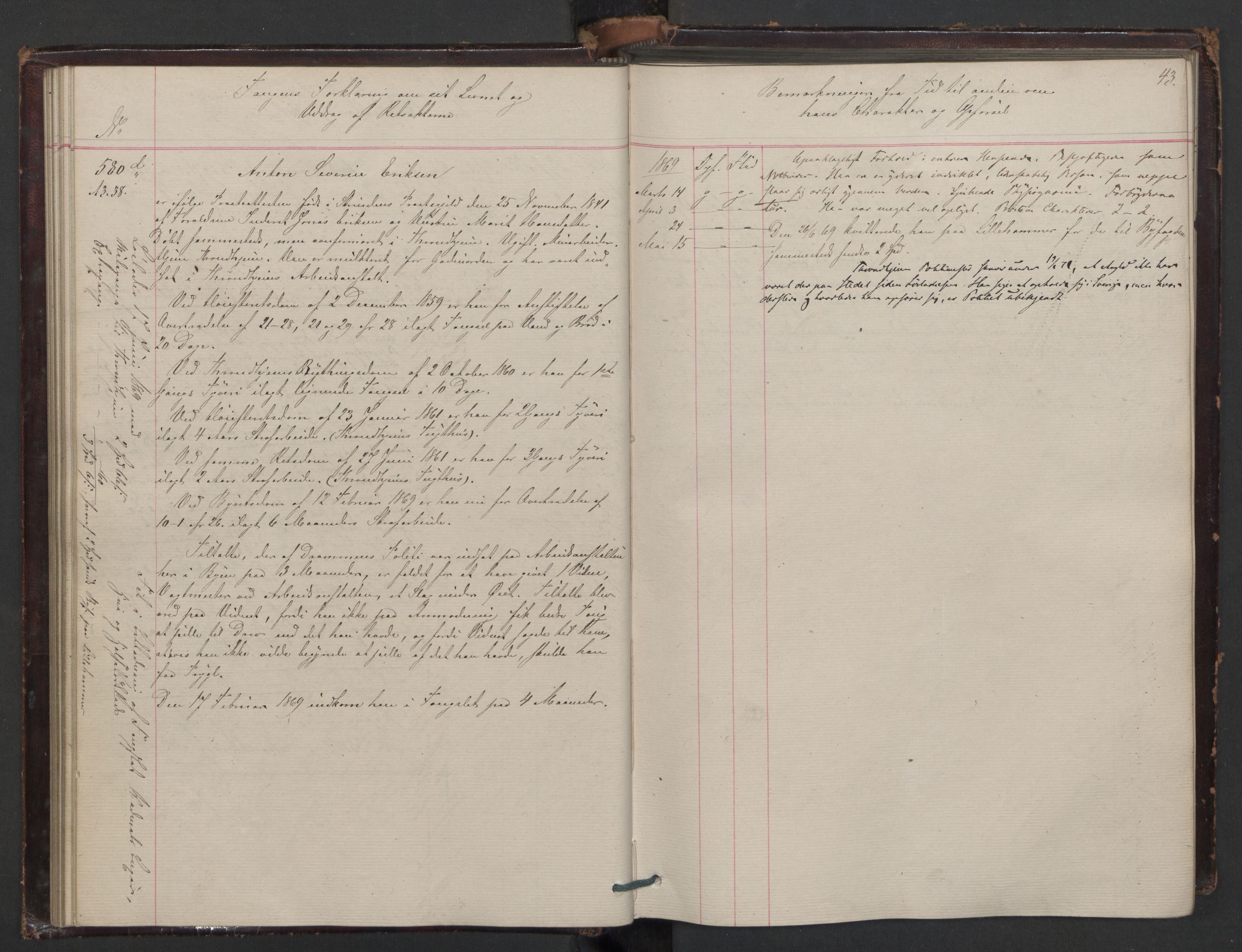 Botsfengslet, AV/RA-S-1539/D/Db/Dbb/L0012: 538d - 838d, 1868-1870, p. 43