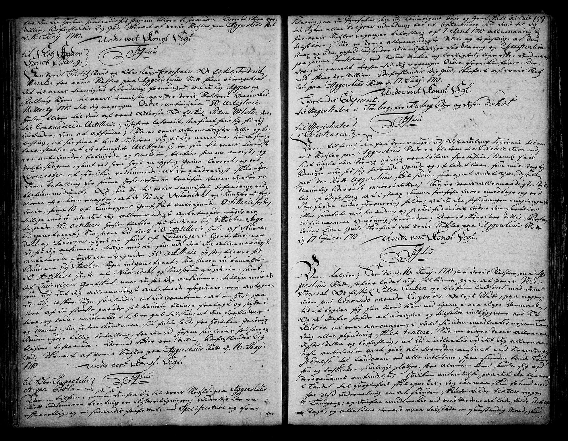 Stattholderembetet 1572-1771, AV/RA-EA-2870/Bd/L0007: Ordreprotokoll, 1704-1711, p. 158b-159a