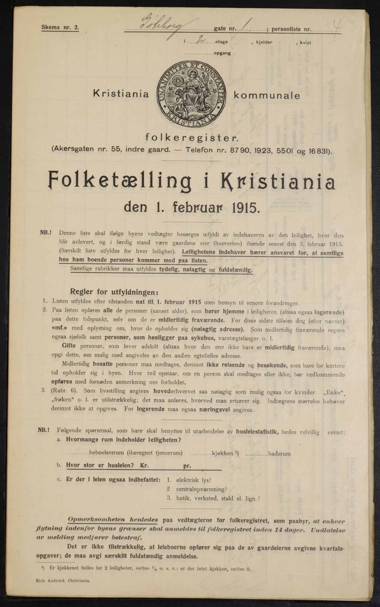 OBA, Municipal Census 1915 for Kristiania, 1915, p. 32311