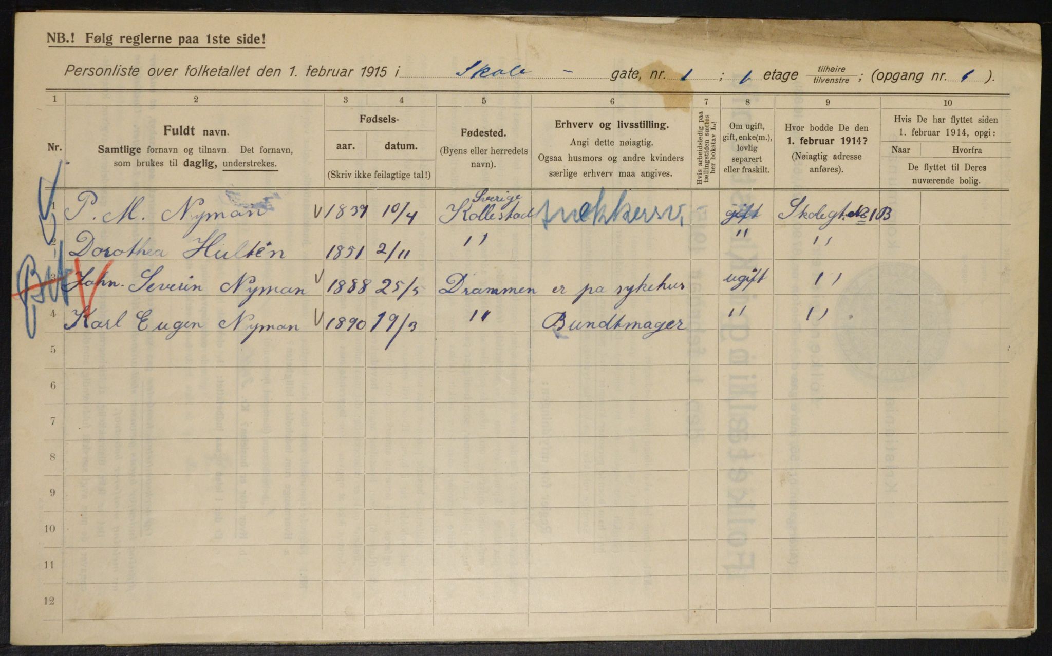 OBA, Municipal Census 1915 for Kristiania, 1915, p. 96069