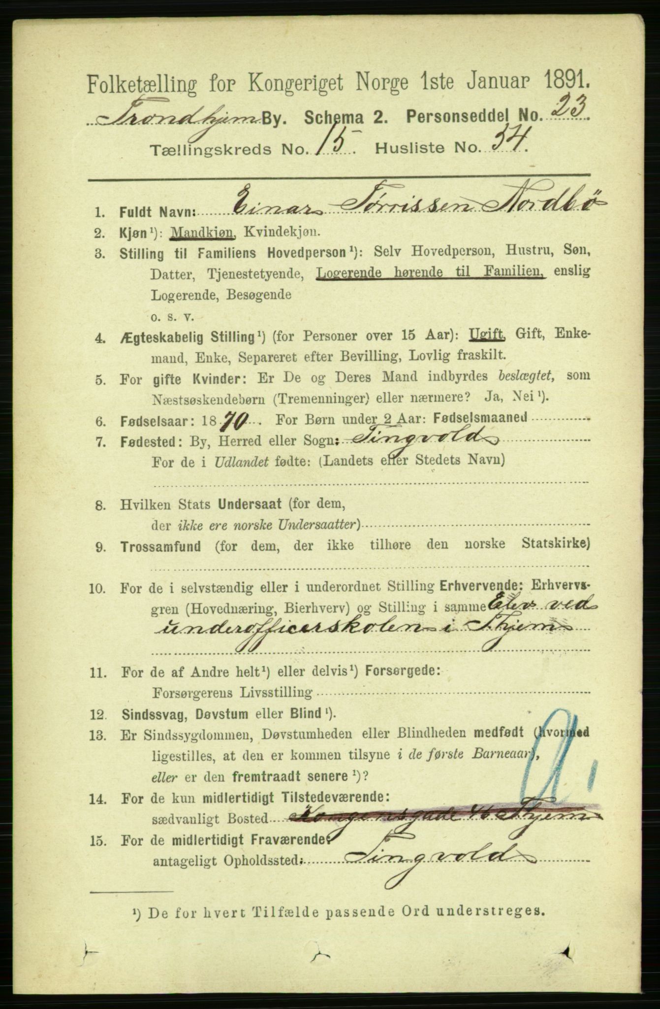 RA, 1891 census for 1601 Trondheim, 1891, p. 12314