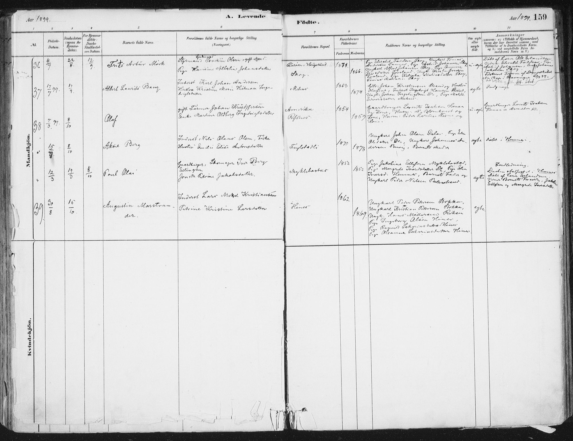 Ministerialprotokoller, klokkerbøker og fødselsregistre - Nordland, AV/SAT-A-1459/838/L0552: Parish register (official) no. 838A10, 1880-1910, p. 159