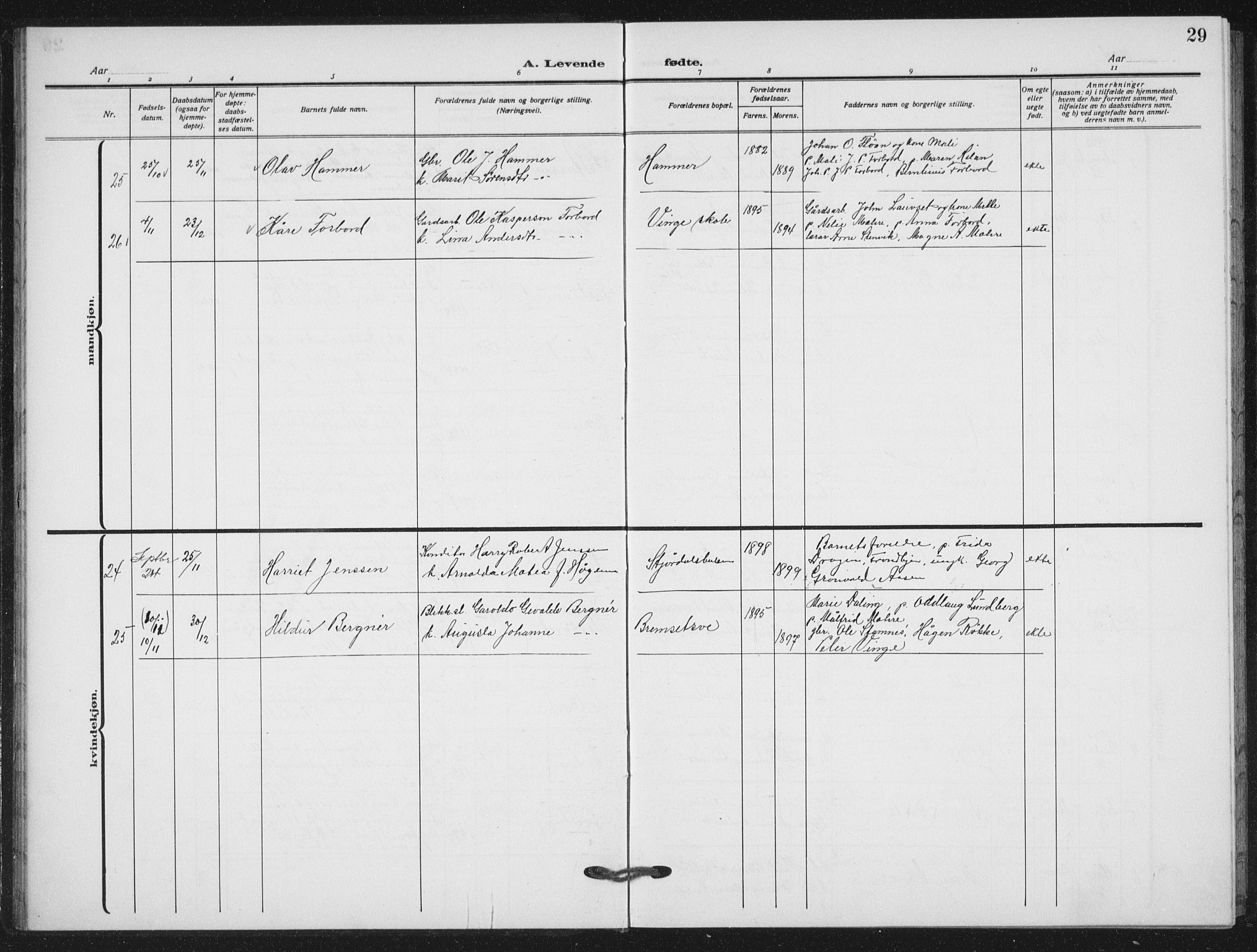 Ministerialprotokoller, klokkerbøker og fødselsregistre - Nord-Trøndelag, SAT/A-1458/712/L0104: Parish register (copy) no. 712C02, 1917-1939, p. 29