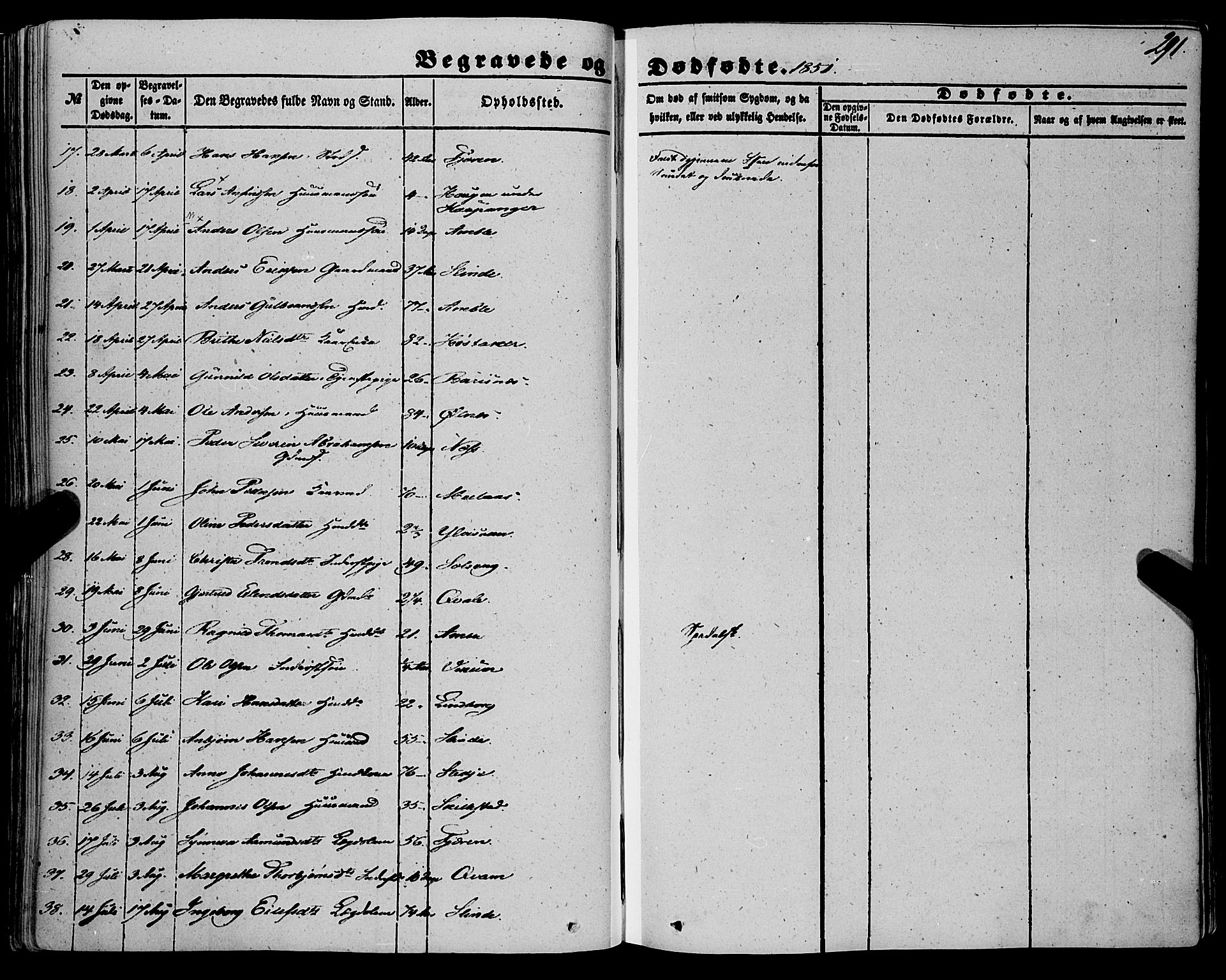 Sogndal sokneprestembete, AV/SAB-A-81301/H/Haa/Haaa/L0012II: Parish register (official) no. A 12II, 1847-1877, p. 291