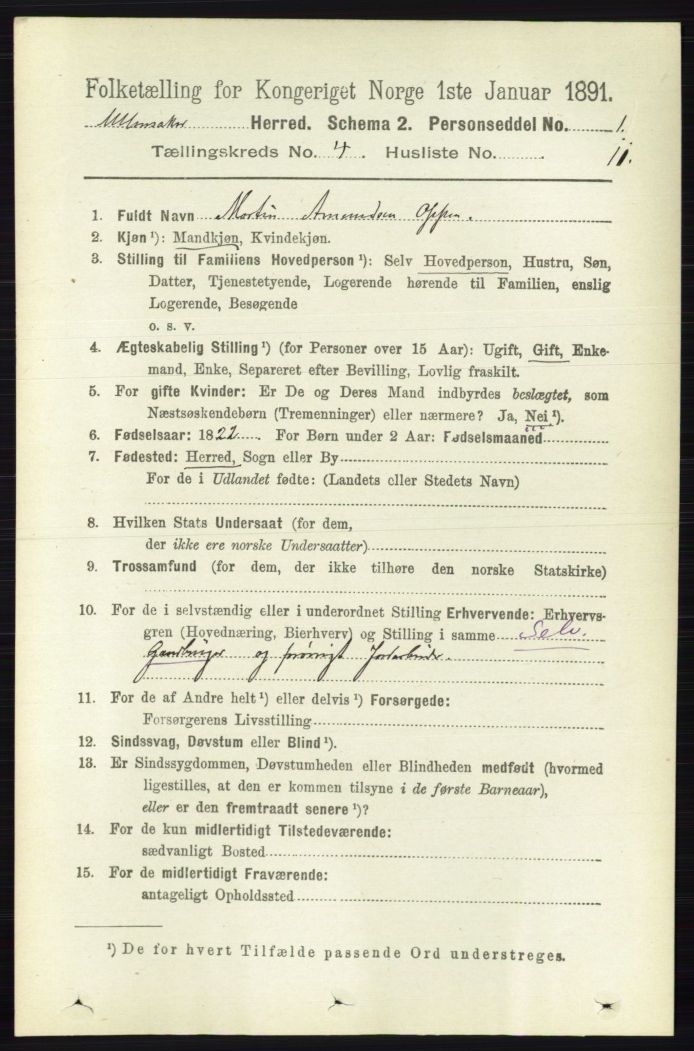 RA, 1891 census for 0235 Ullensaker, 1891, p. 1563