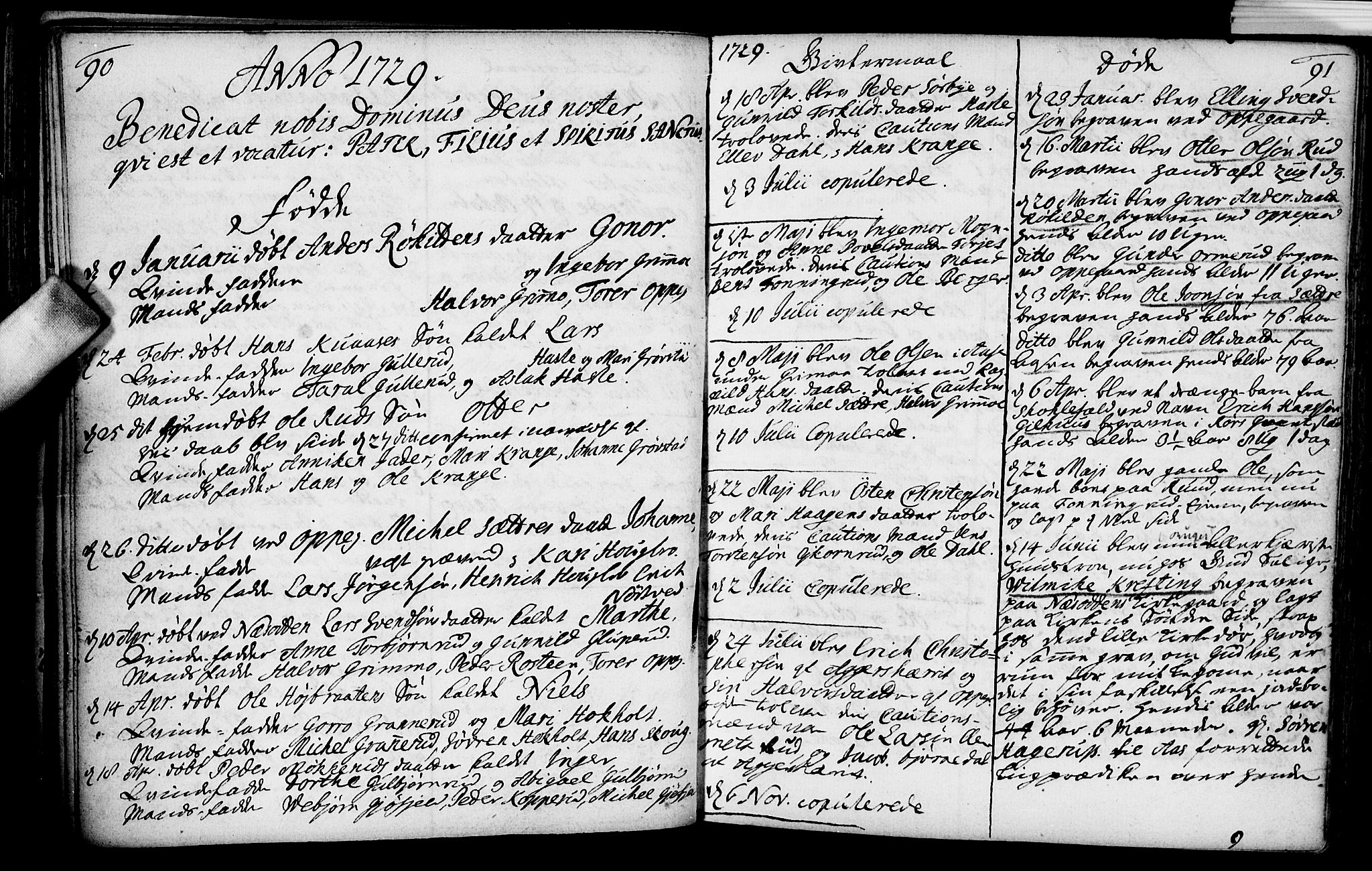 Nesodden prestekontor Kirkebøker, AV/SAO-A-10013/F/Fa/L0001: Parish register (official) no. I 1, 1709-1750, p. 90-91