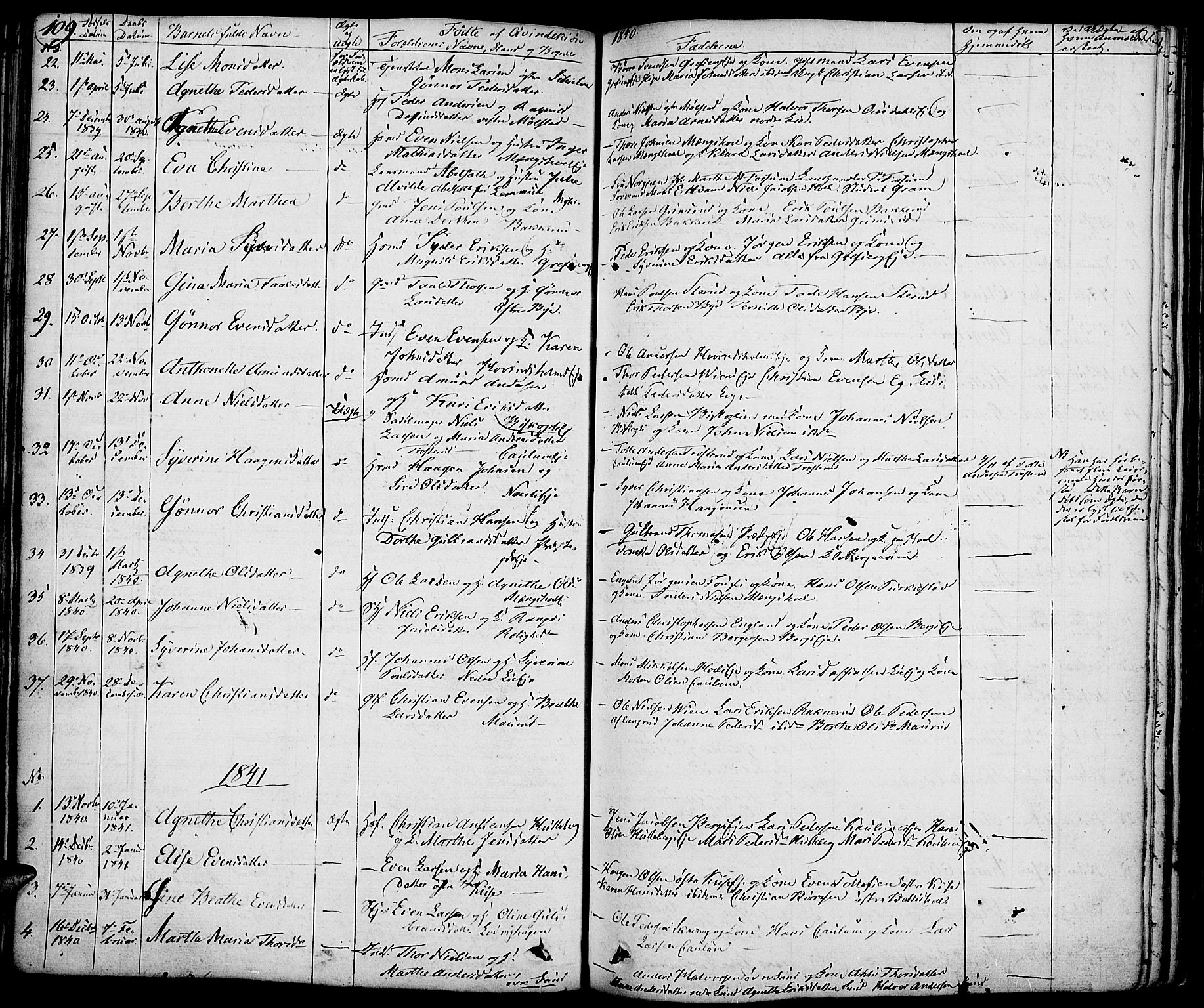 Nes prestekontor, Hedmark, SAH/PREST-020/K/Ka/L0003: Parish register (official) no. 3, 1827-1851, p. 109