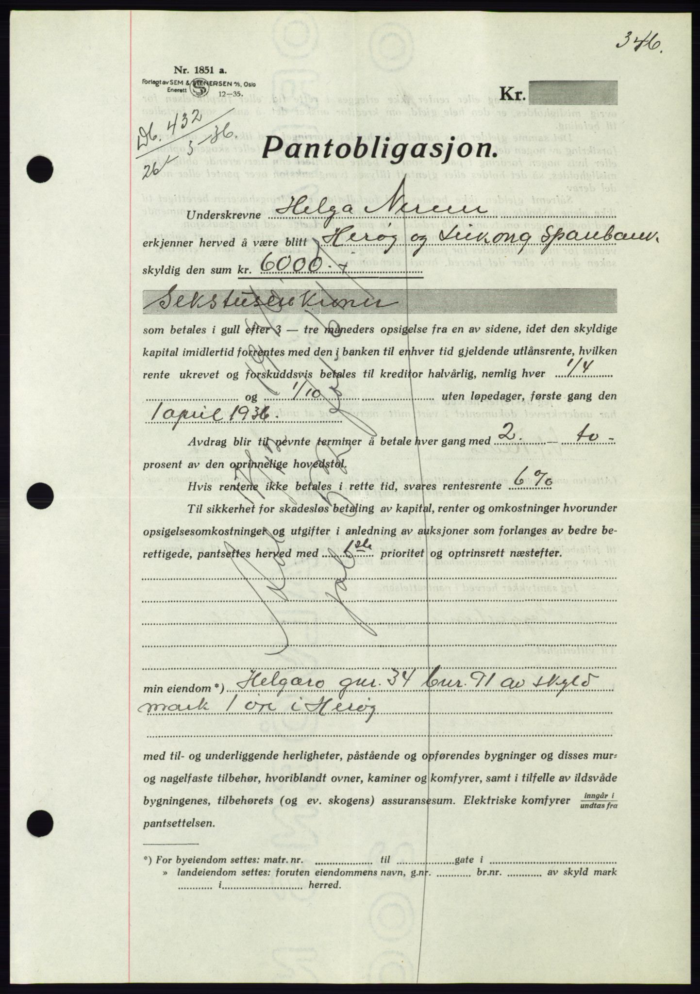 Søre Sunnmøre sorenskriveri, AV/SAT-A-4122/1/2/2C/L0060: Mortgage book no. 54, 1935-1936, Deed date: 24.03.1936