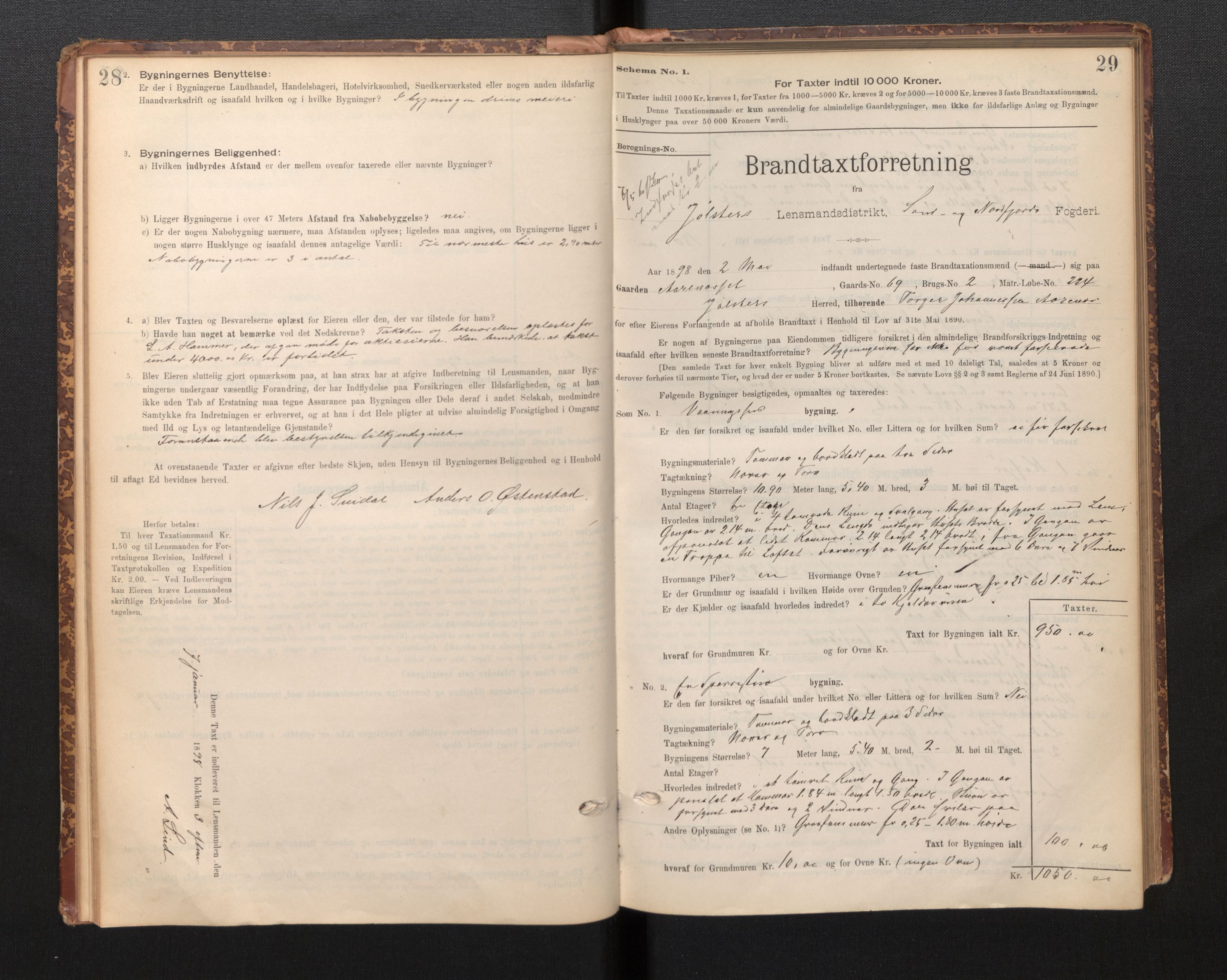 Lensmannen i Jølster, AV/SAB-A-28701/0012/L0004: Branntakstprotokoll, skjematakst, 1895-1923, p. 28-29