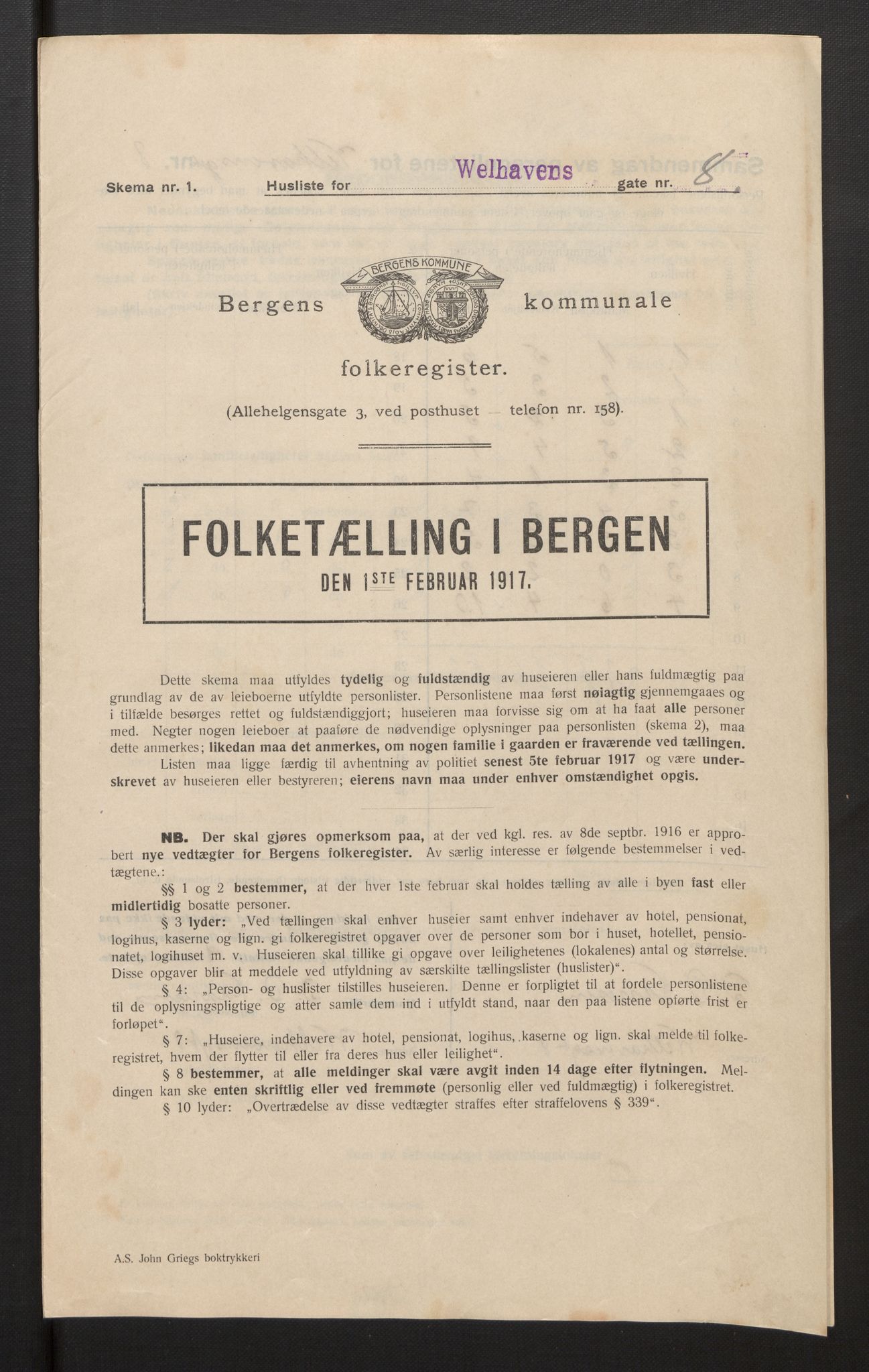 SAB, Municipal Census 1917 for Bergen, 1917, p. 44769