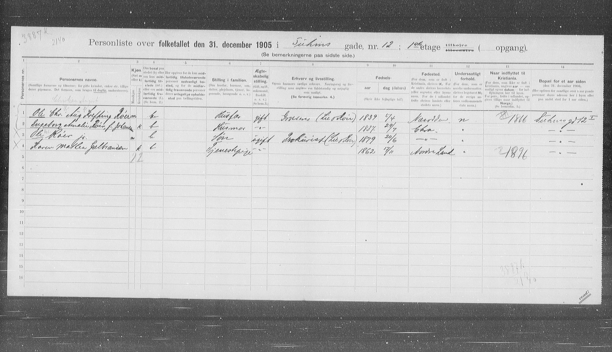 OBA, Municipal Census 1905 for Kristiania, 1905, p. 54763