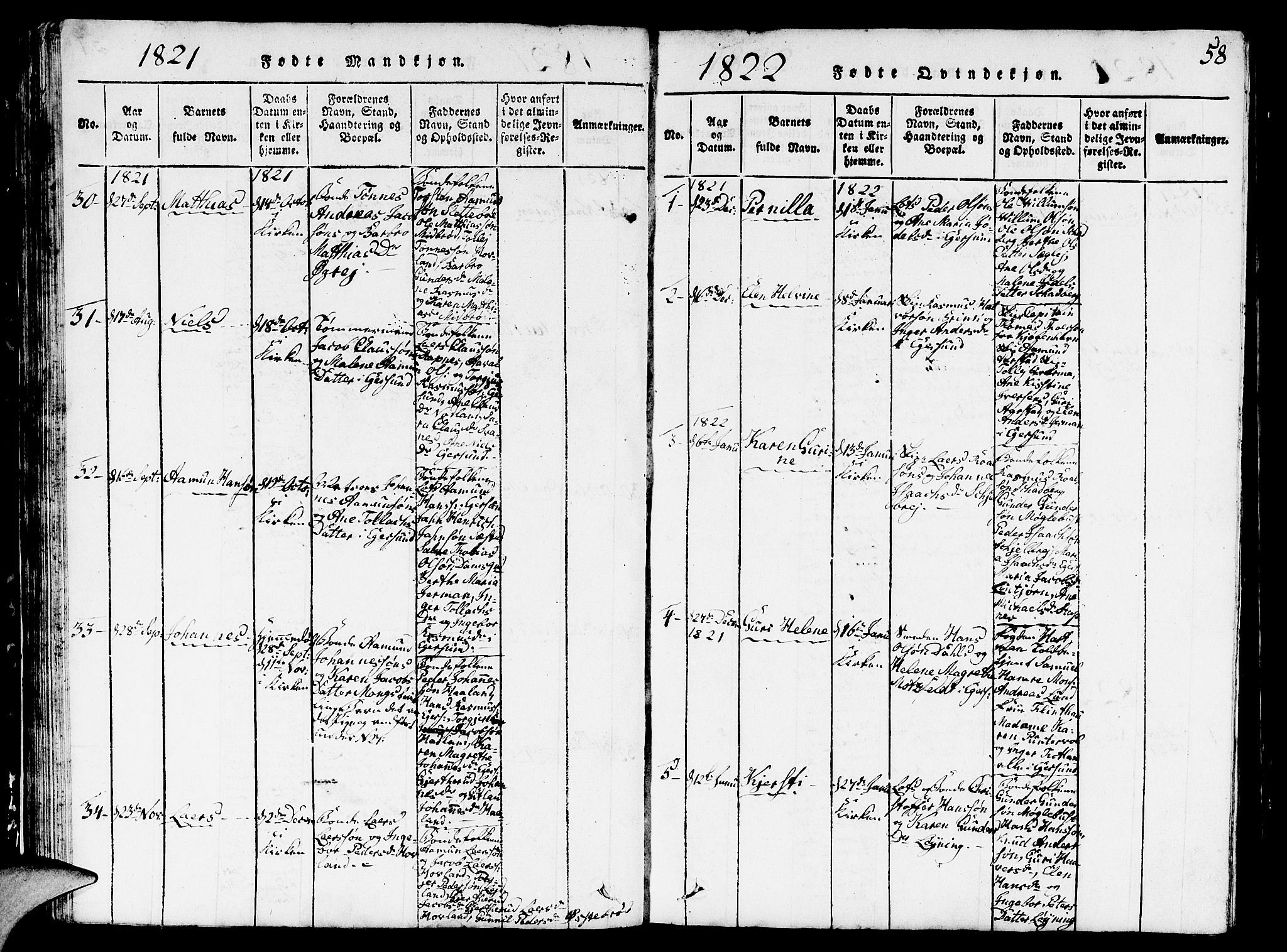 Eigersund sokneprestkontor, SAST/A-101807/S09/L0001: Parish register (copy) no. B 1, 1815-1827, p. 58