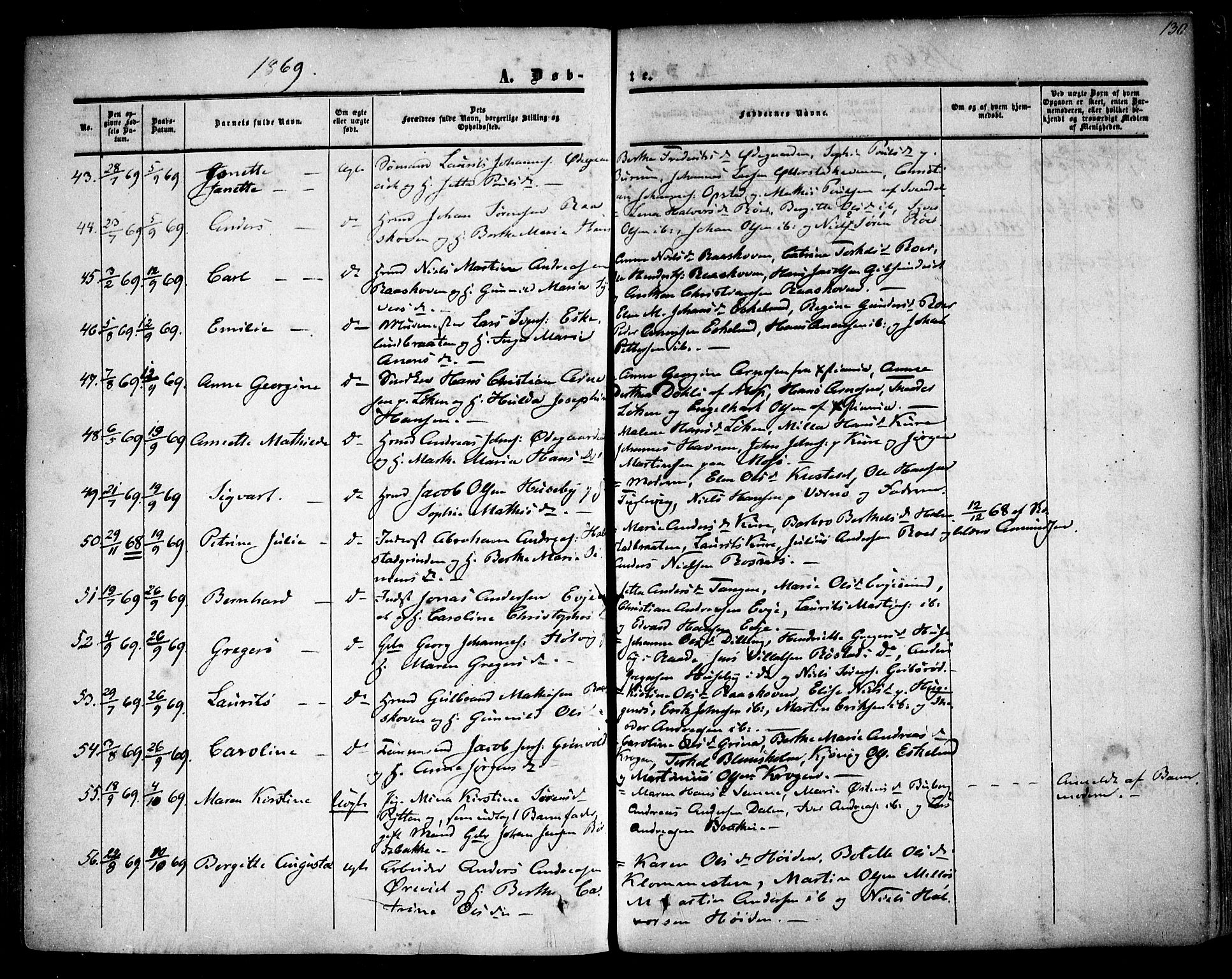 Rygge prestekontor Kirkebøker, AV/SAO-A-10084b/F/Fa/L0005: Parish register (official) no. 5, 1852-1871, p. 130