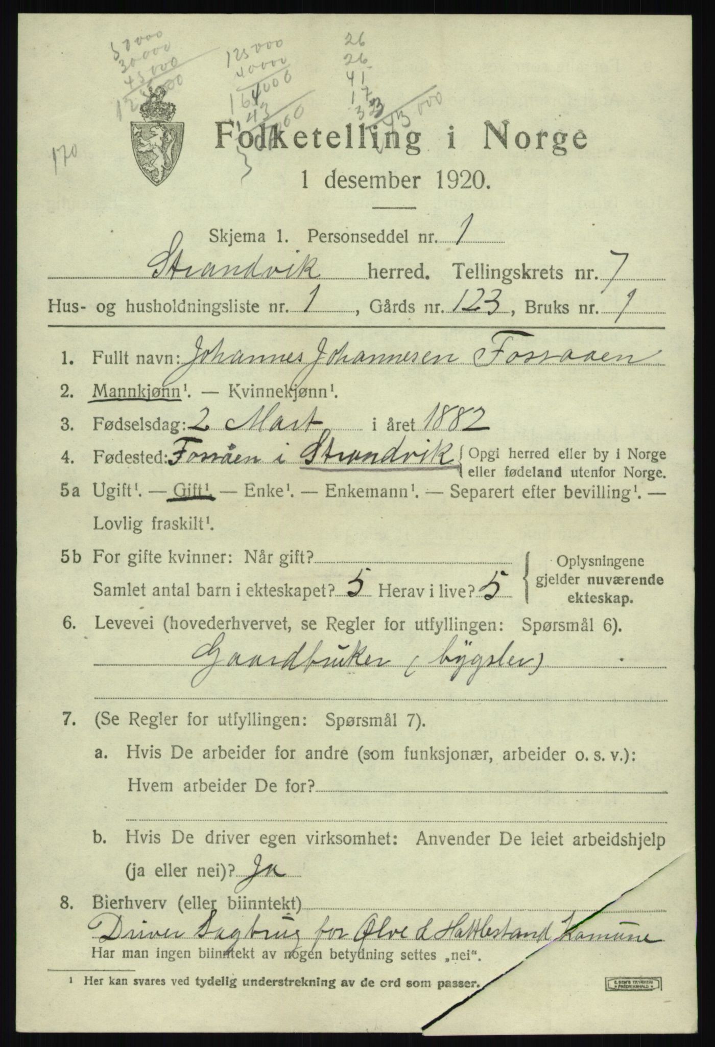 SAB, 1920 census for Strandvik, 1920, p. 4544