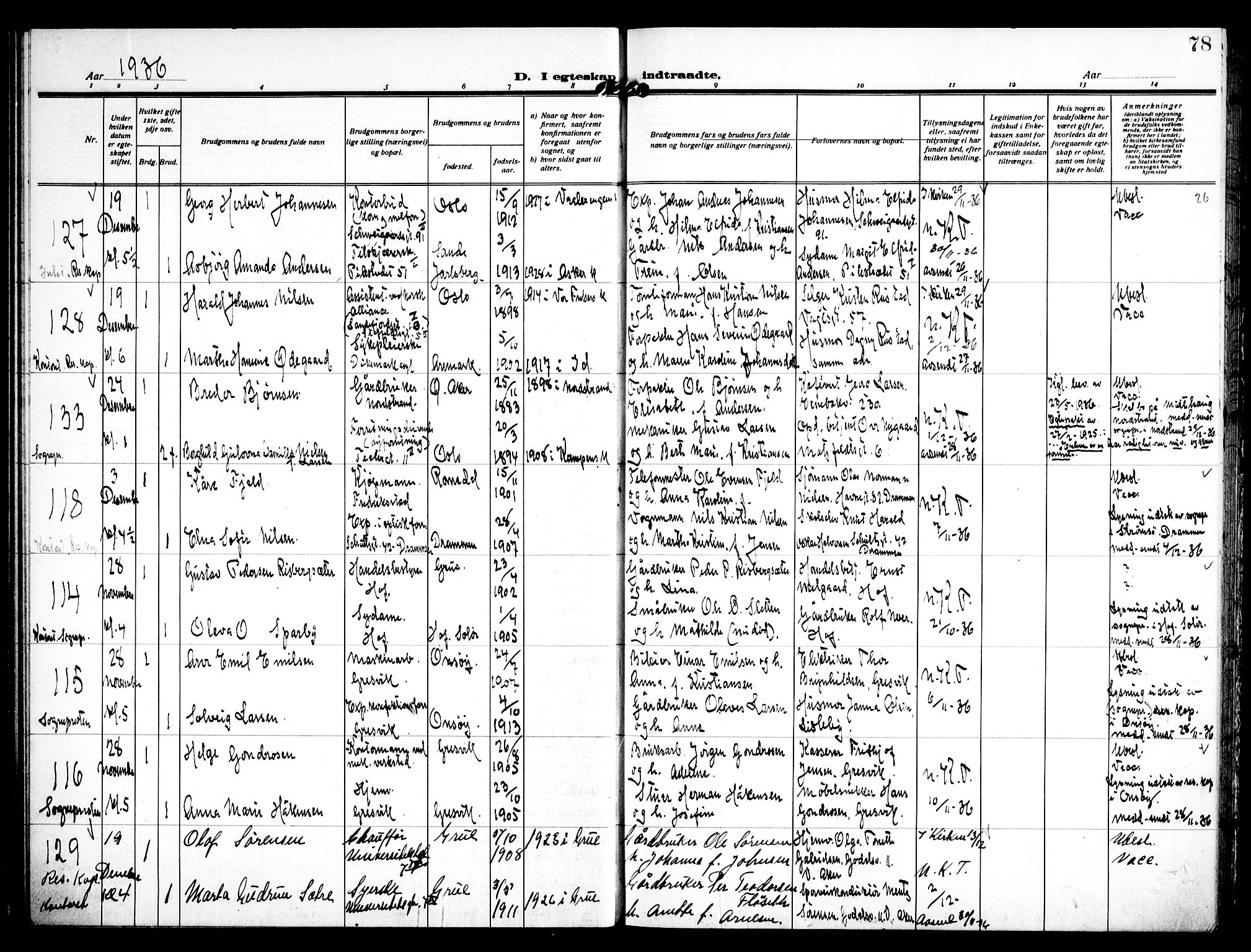 Trefoldighet prestekontor Kirkebøker, AV/SAO-A-10882/H/Ha/L0005: Banns register no. 5, 1932-1952, p. 78
