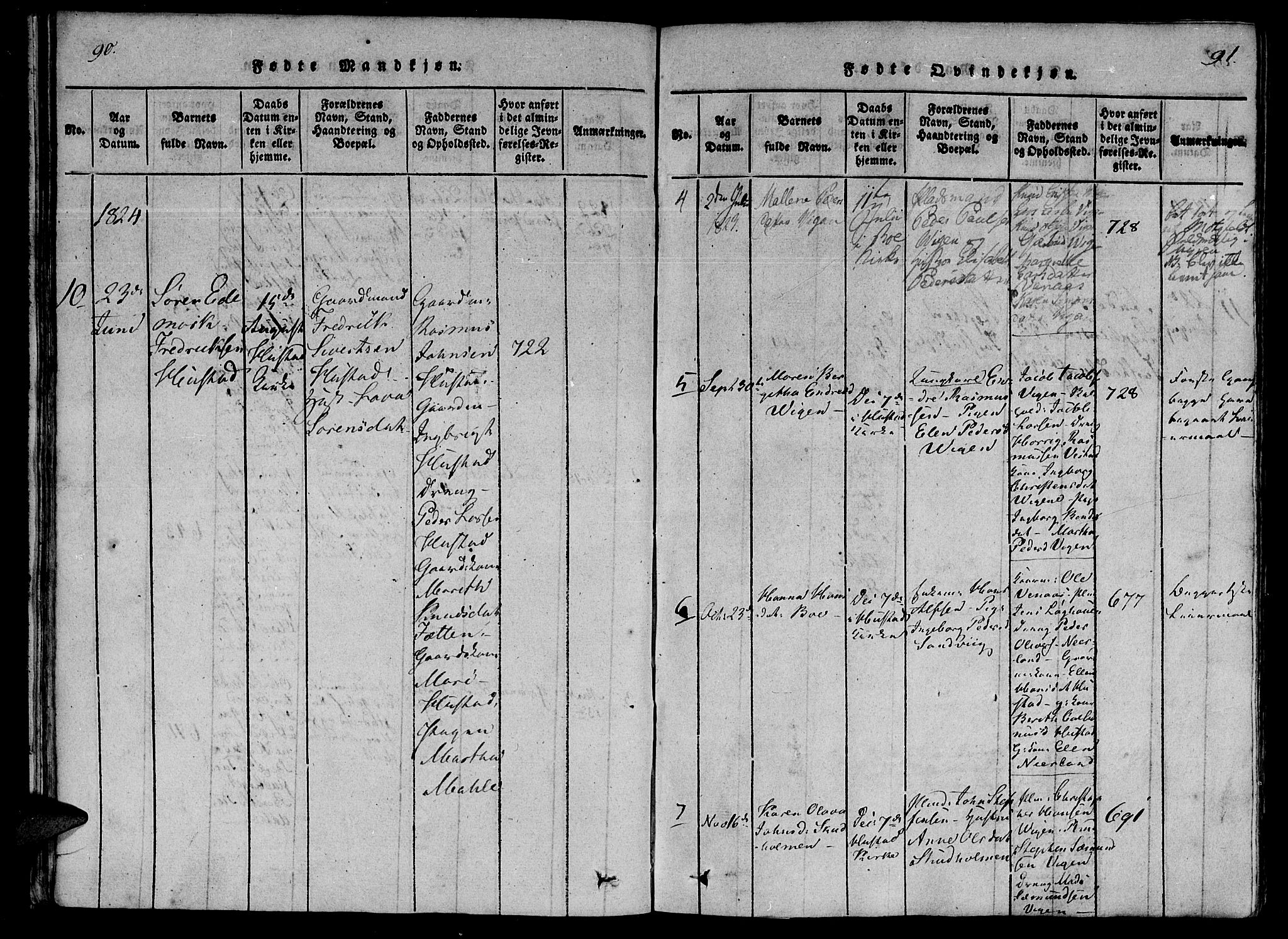 Ministerialprotokoller, klokkerbøker og fødselsregistre - Møre og Romsdal, AV/SAT-A-1454/566/L0764: Parish register (official) no. 566A03 /2, 1817-1829, p. 90-91