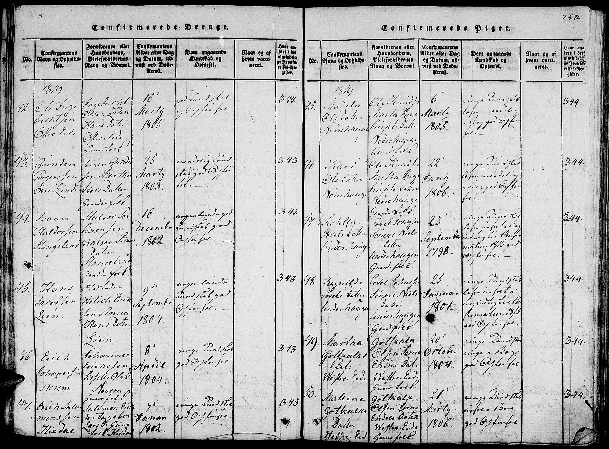 Fjelberg sokneprestembete, SAB/A-75201/H/Haa: Parish register (official) no. A 4, 1816-1822, p. 253