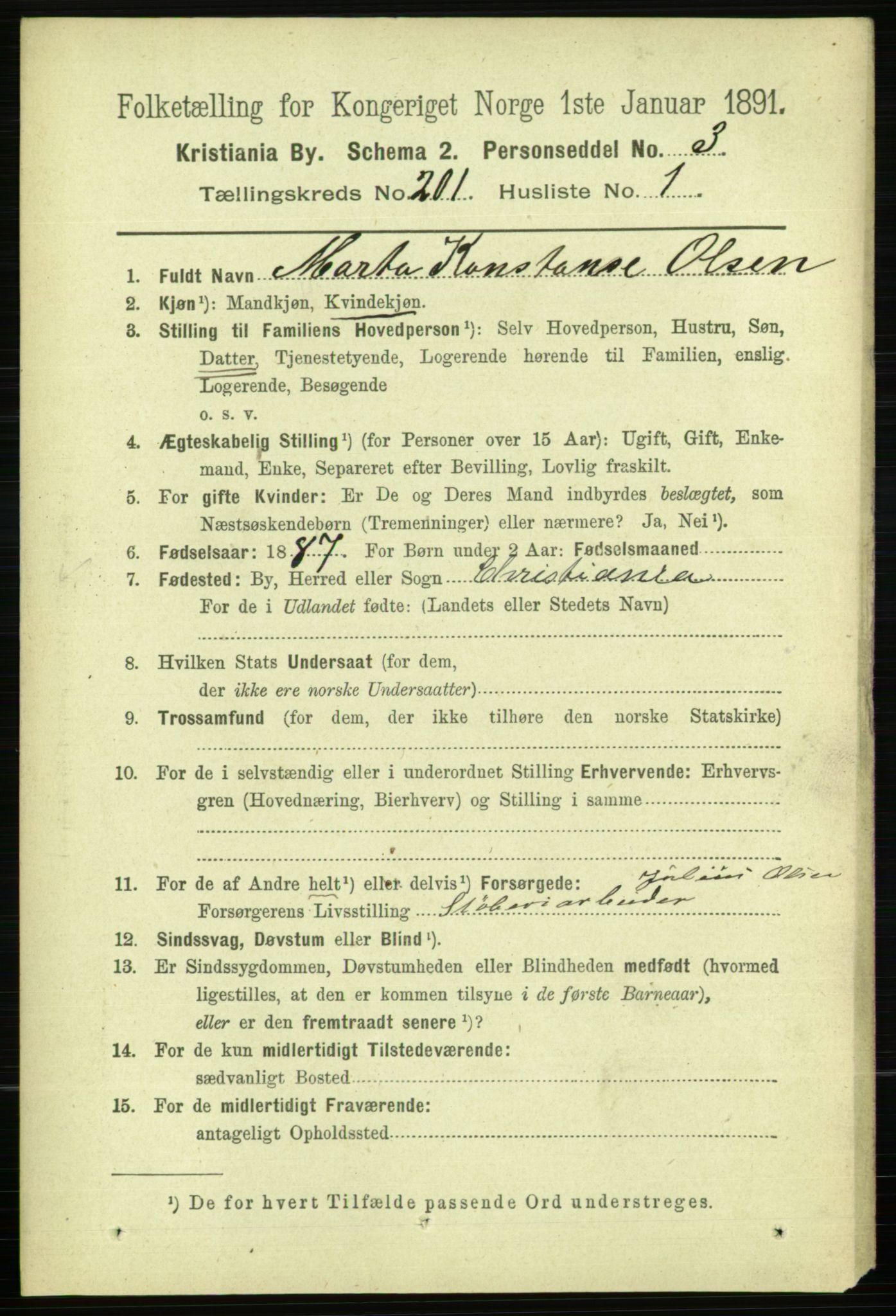 RA, 1891 census for 0301 Kristiania, 1891, p. 120951