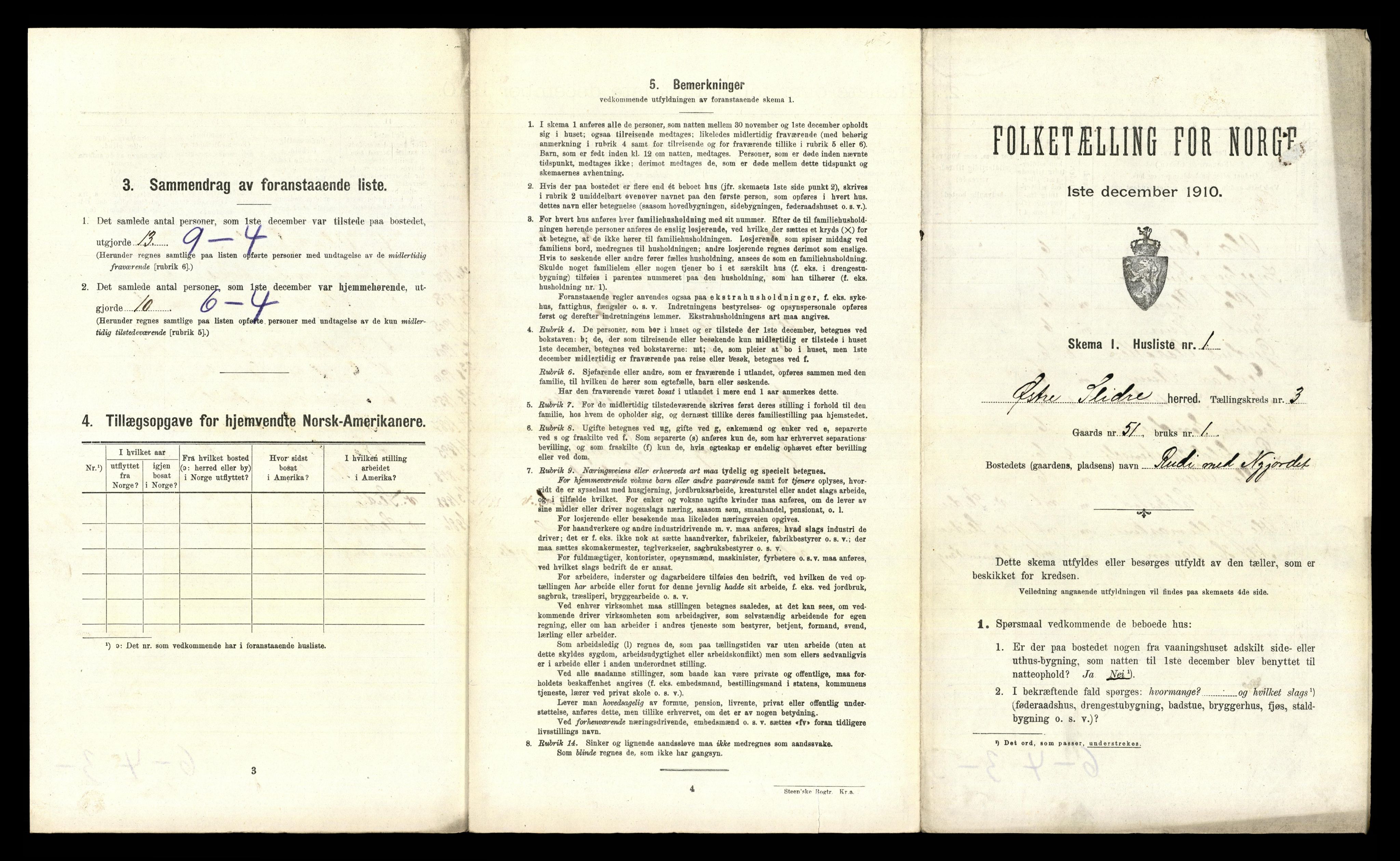 RA, 1910 census for Øystre Slidre, 1910, p. 236