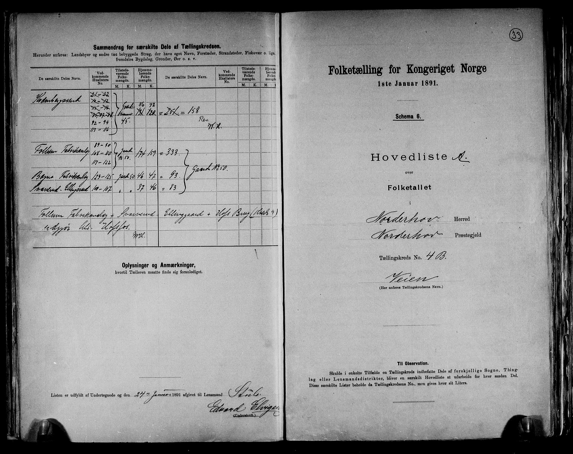 RA, 1891 census for 0613 Norderhov, 1891, p. 12