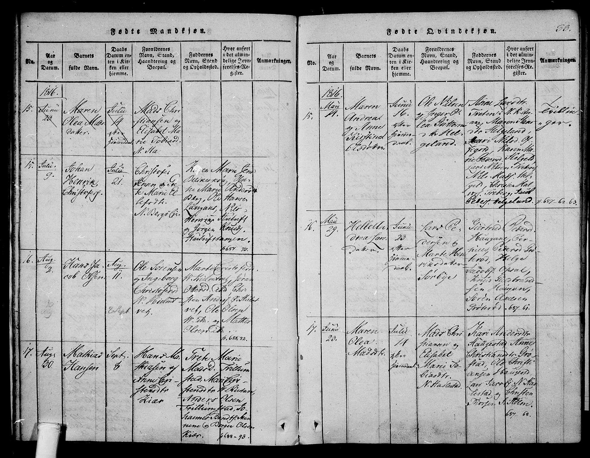 Våle kirkebøker, SAKO/A-334/F/Fa/L0007: Parish register (official) no. I 7, 1814-1824, p. 32-33