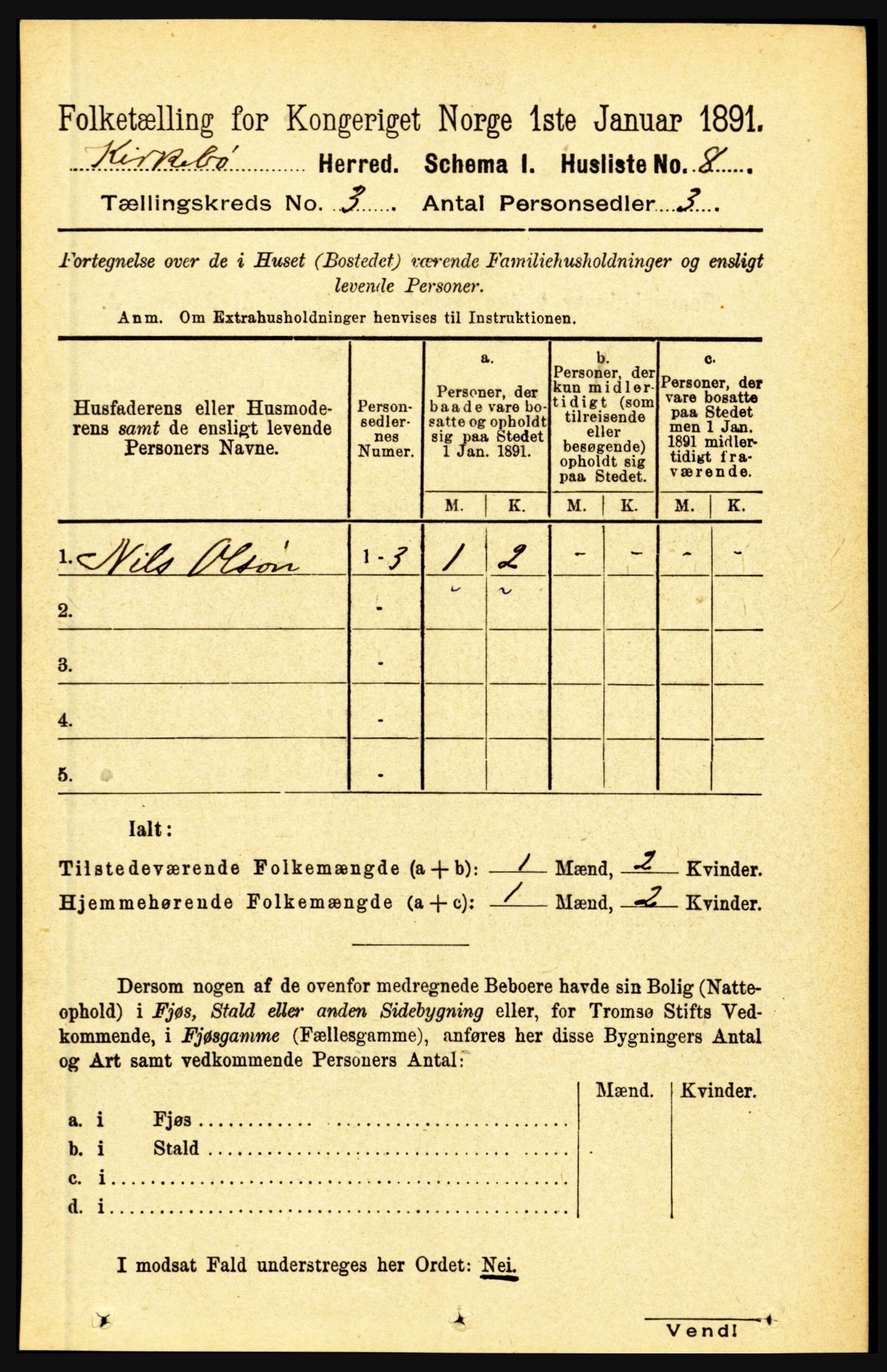 RA, 1891 census for 1416 Kyrkjebø, 1891, p. 499