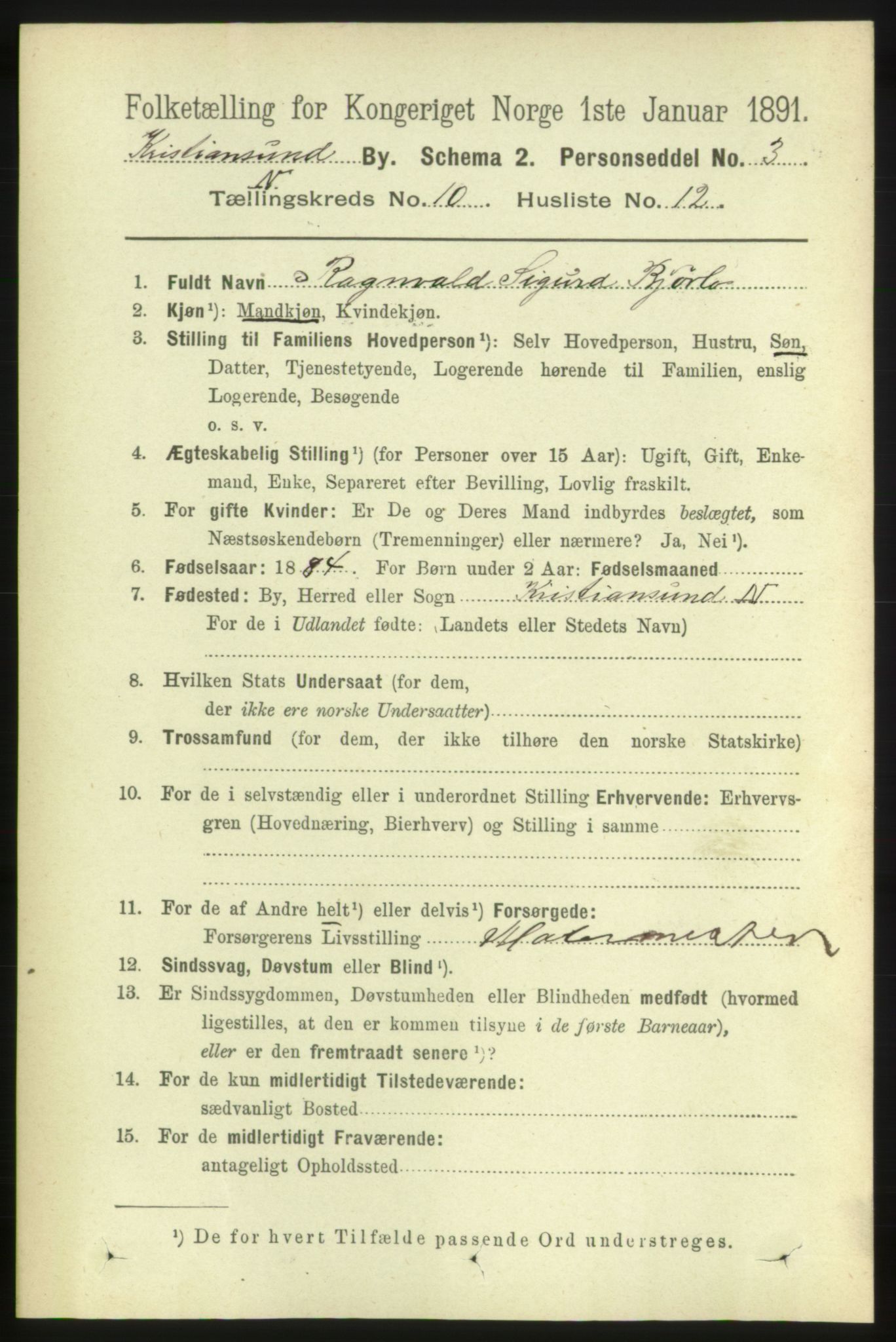 RA, 1891 census for 1503 Kristiansund, 1891, p. 8334