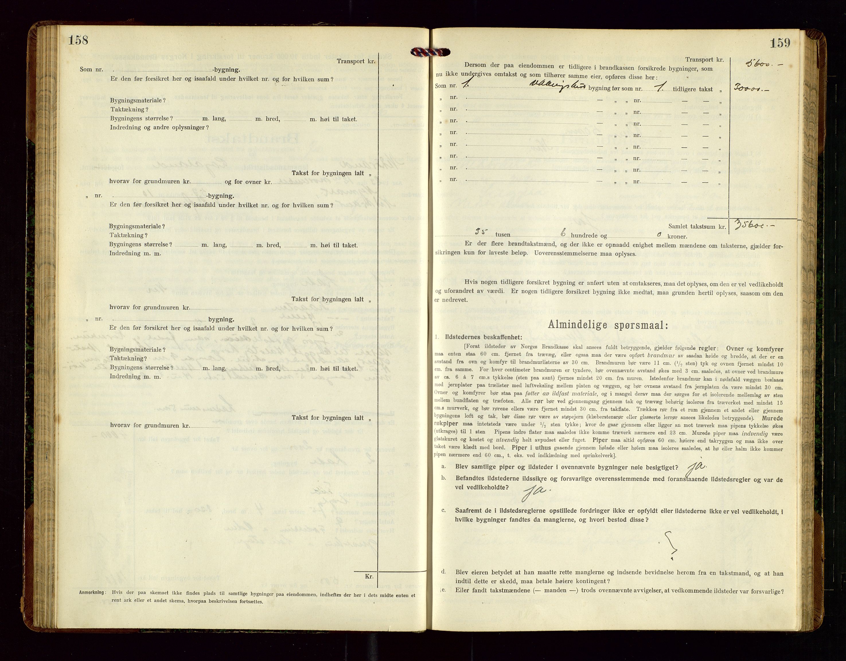 Nedstrand lensmannskontor, AV/SAST-A-100236/Gob/L0002: "Brandtakstprotokol for Nerstrand lensmandsdistrikt Rogaland Fylke", 1916-1949, p. 158-159