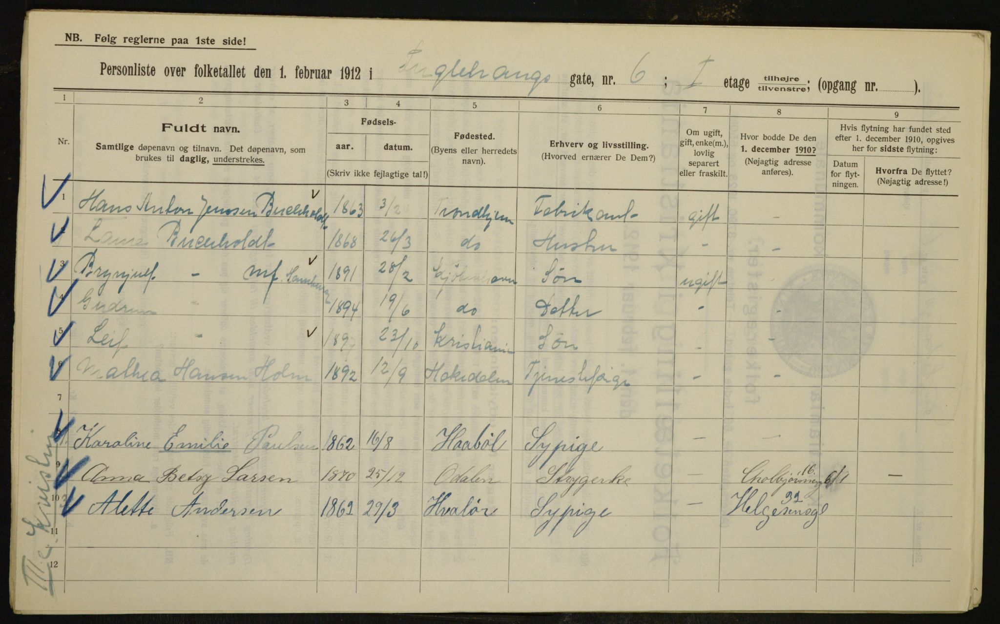 OBA, Municipal Census 1912 for Kristiania, 1912, p. 28219