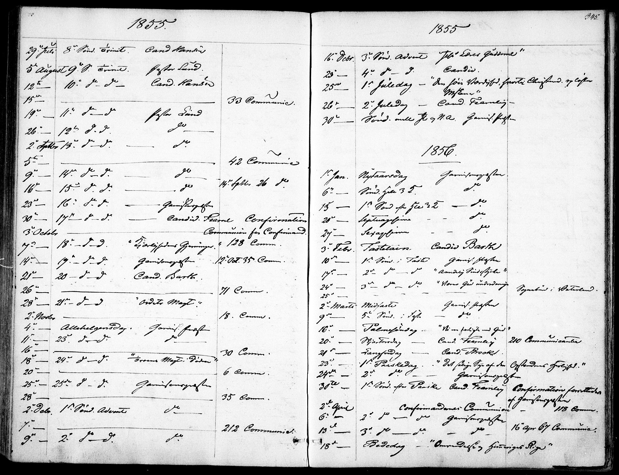 Garnisonsmenigheten Kirkebøker, SAO/A-10846/F/Fa/L0009: Parish register (official) no. 9, 1842-1859, p. 345