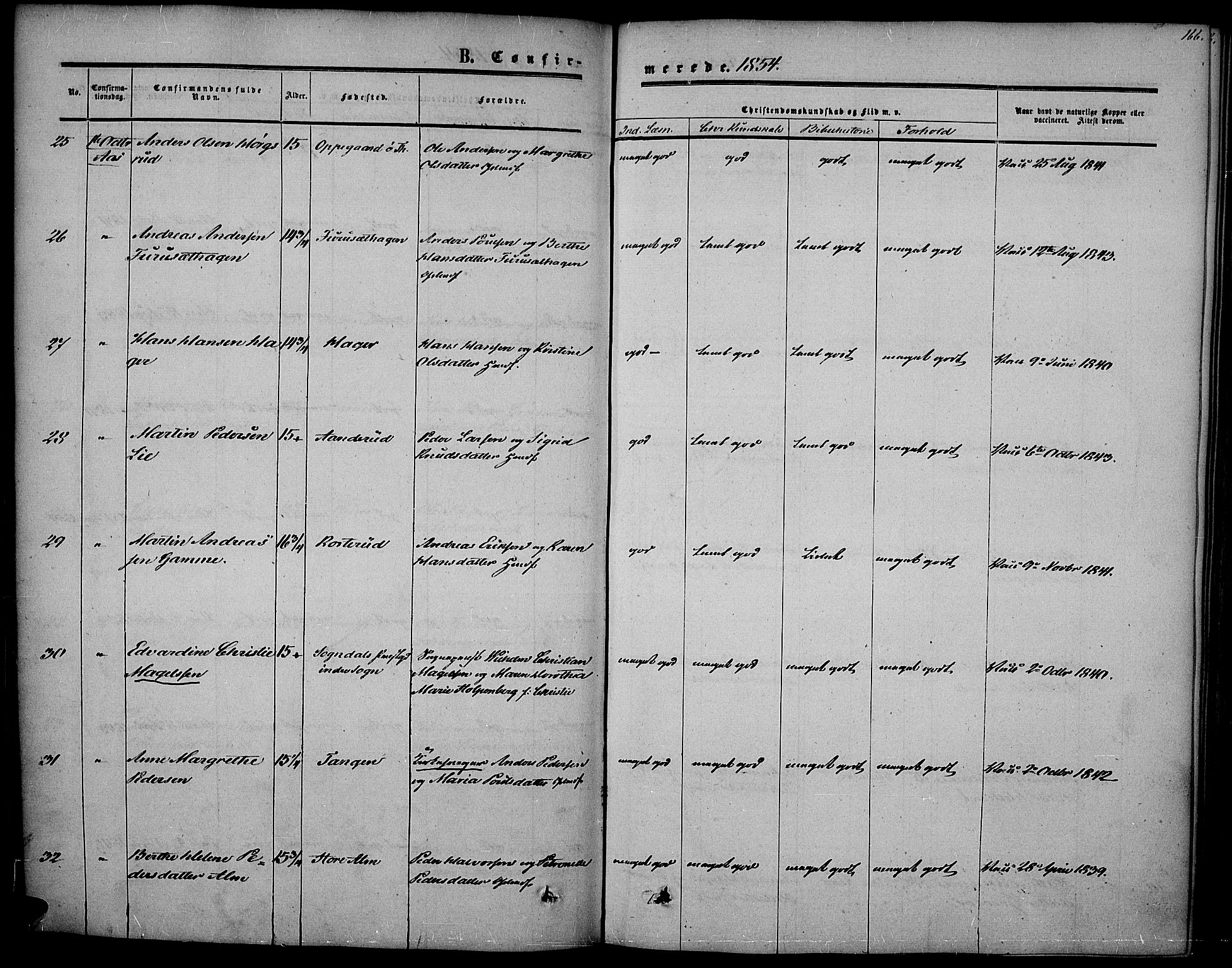 Vestre Toten prestekontor, AV/SAH-PREST-108/H/Ha/Haa/L0005: Parish register (official) no. 5, 1850-1855, p. 166