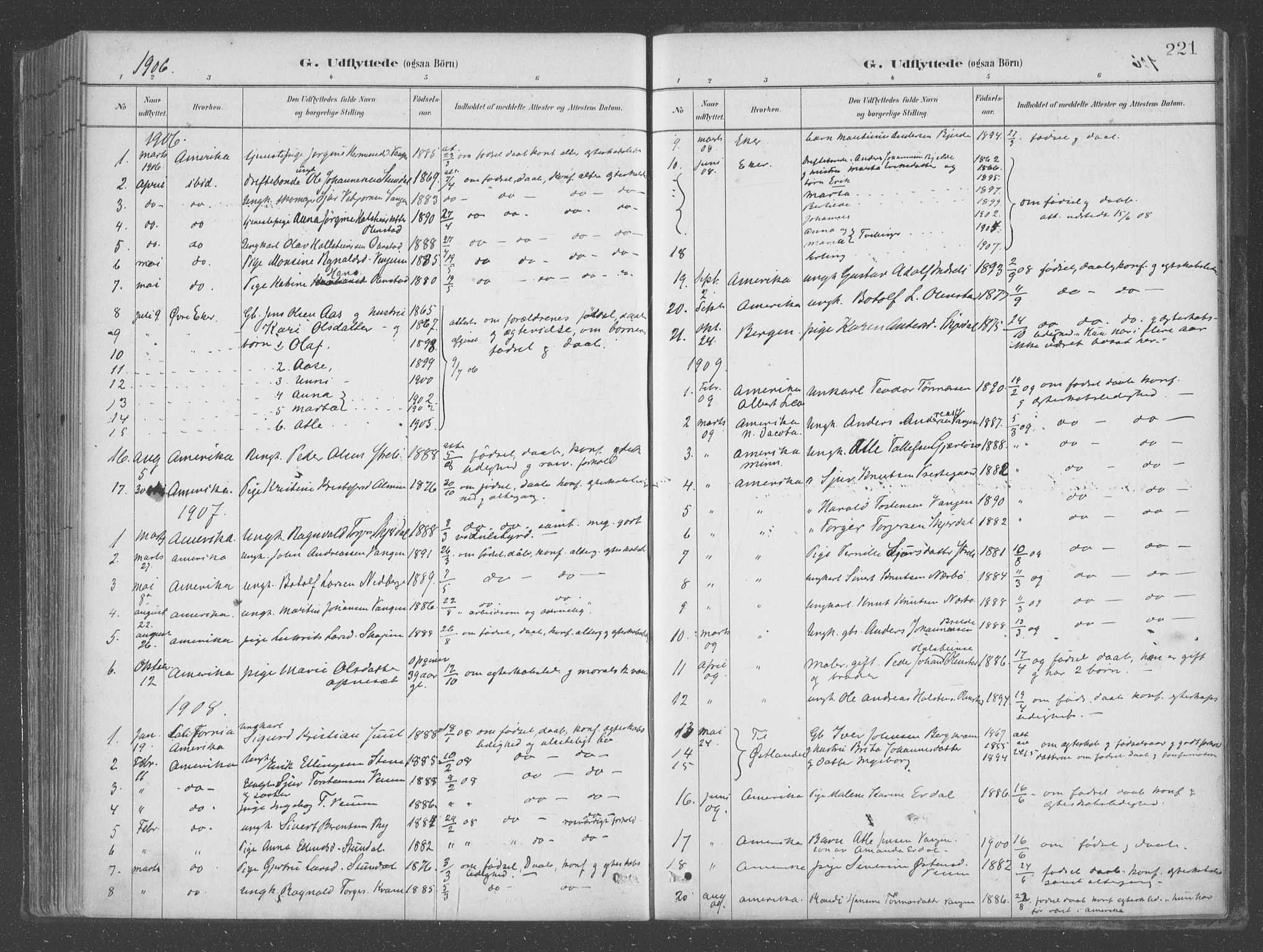 Aurland sokneprestembete, SAB/A-99937/H/Ha/Hab/L0001: Parish register (official) no. B  1, 1880-1909, p. 221
