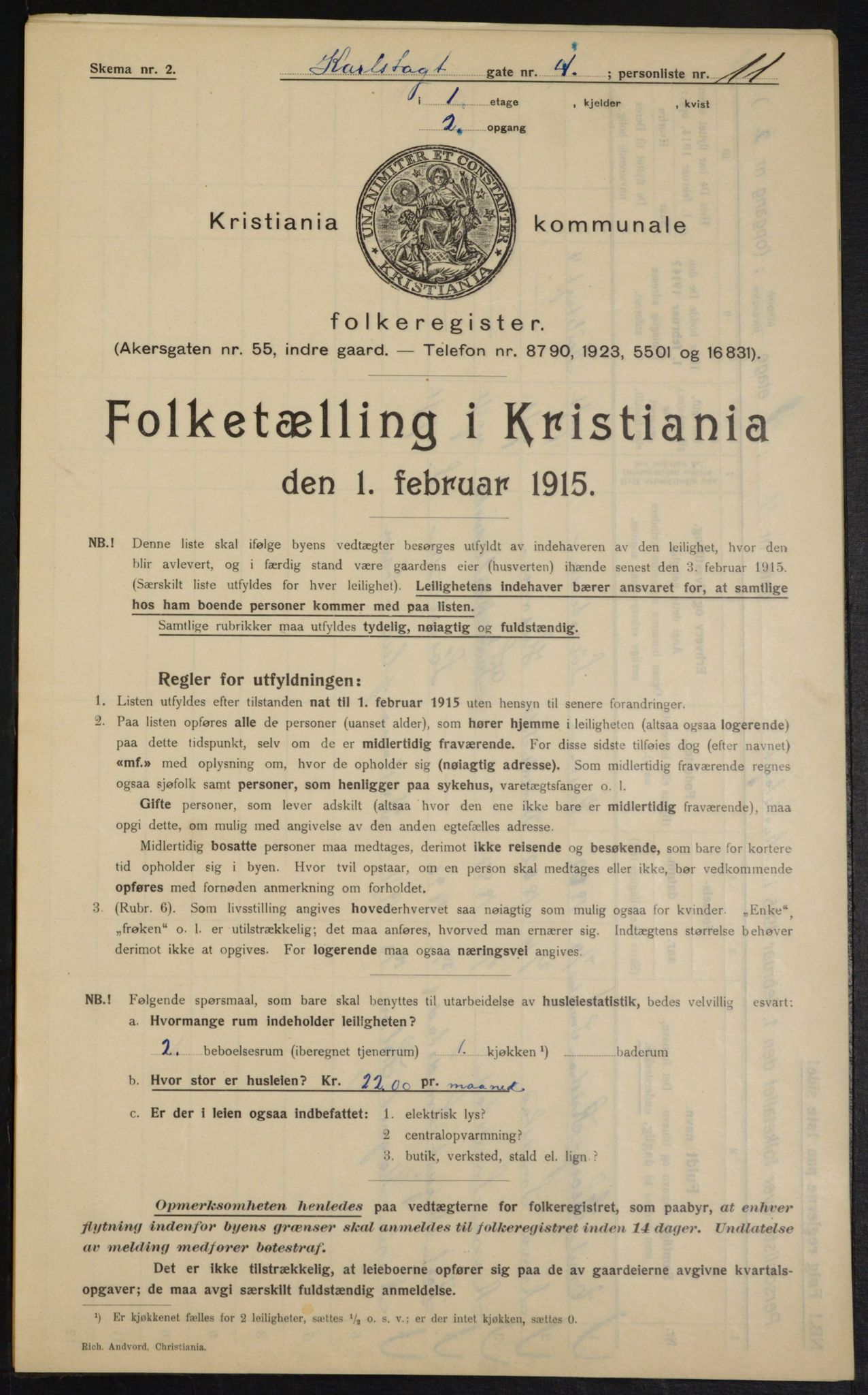 OBA, Municipal Census 1915 for Kristiania, 1915, p. 48467