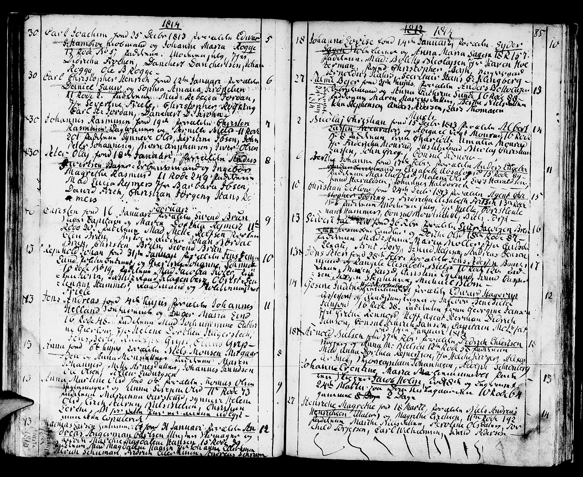 Domkirken sokneprestembete, SAB/A-74801/H/Haa/L0005: Parish register (official) no. A 5, 1808-1820, p. 84-85