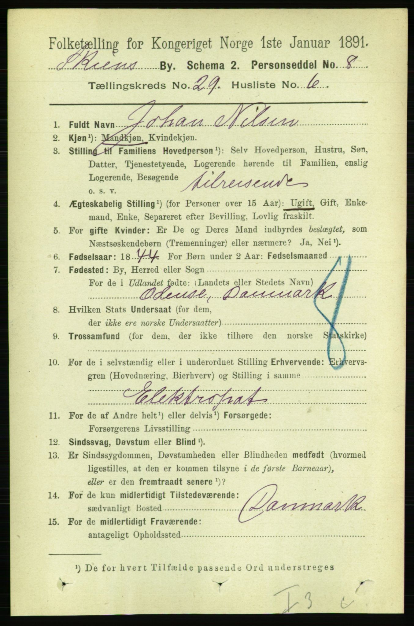 RA, 1891 census for 0806 Skien, 1891, p. 6747