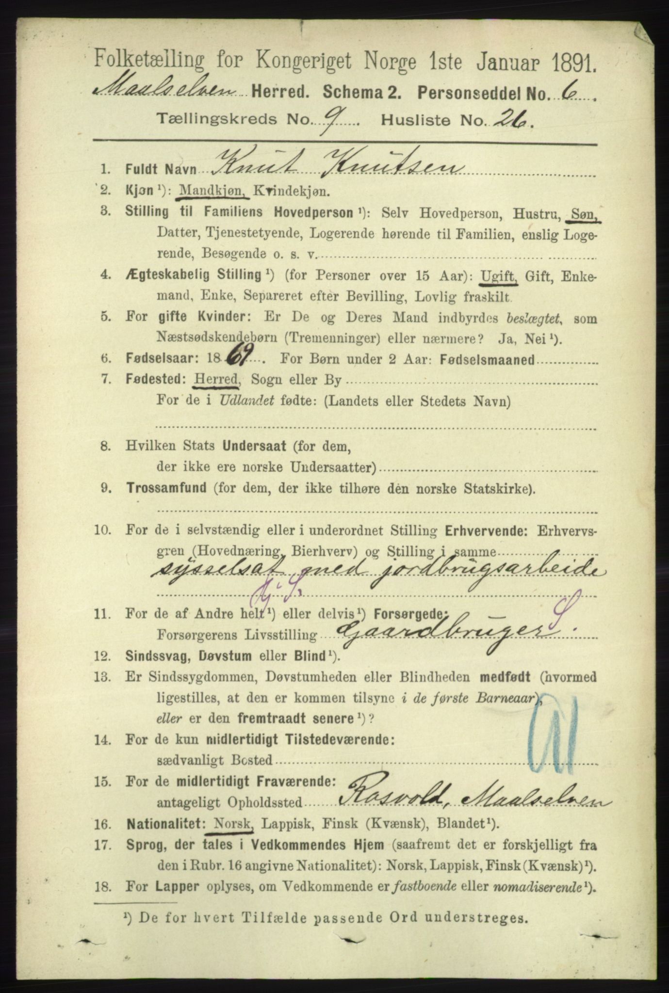 RA, 1891 census for 1924 Målselv, 1891, p. 2929