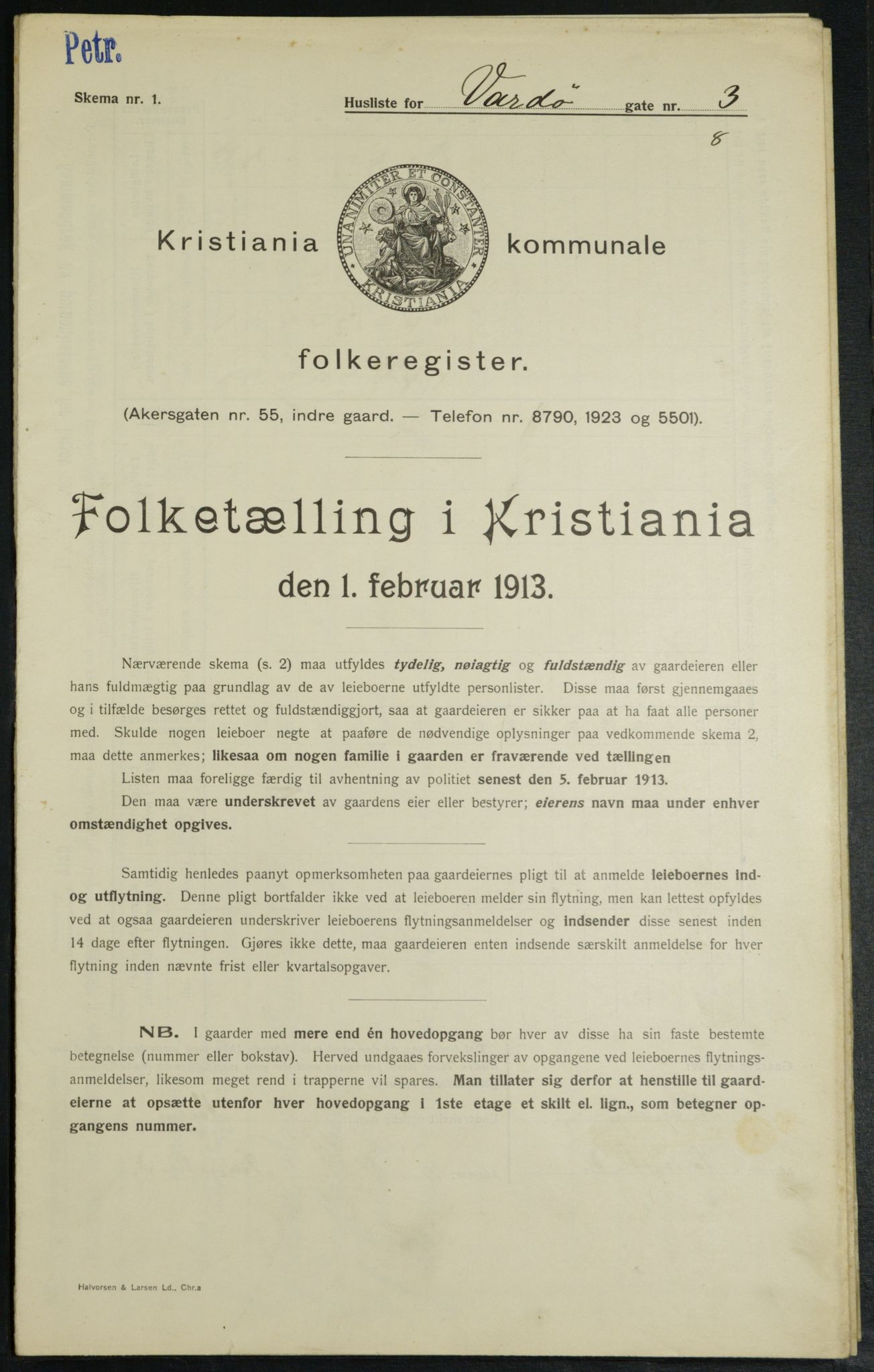 OBA, Municipal Census 1913 for Kristiania, 1913, p. 121731