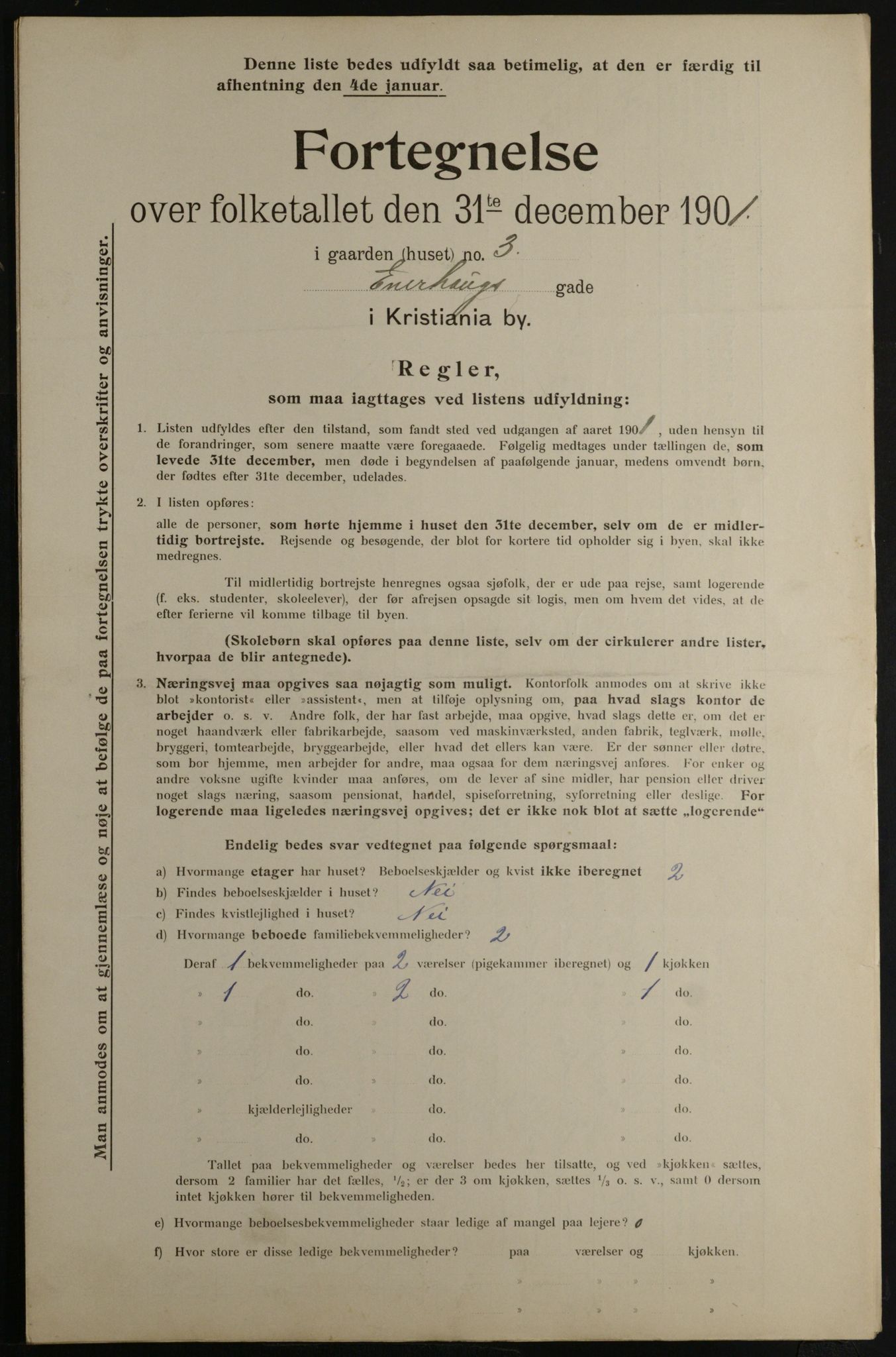 OBA, Municipal Census 1901 for Kristiania, 1901, p. 3449