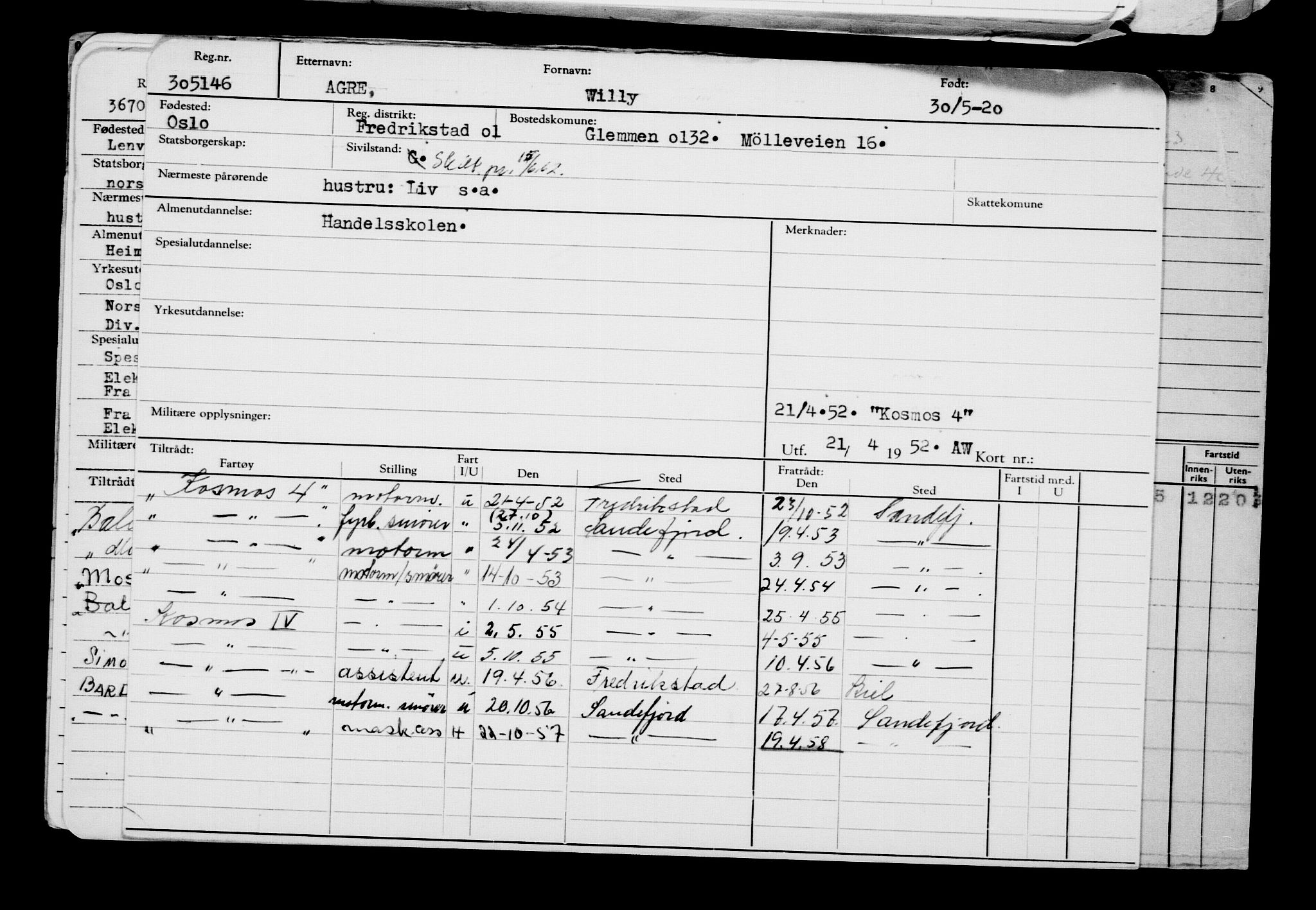 Direktoratet for sjømenn, RA/S-3545/G/Gb/L0181: Hovedkort, 1920, p. 434