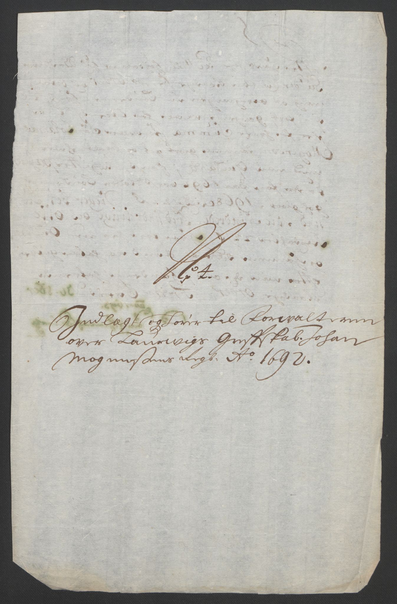 Rentekammeret inntil 1814, Reviderte regnskaper, Fogderegnskap, AV/RA-EA-4092/R33/L1973: Fogderegnskap Larvik grevskap, 1692, p. 206