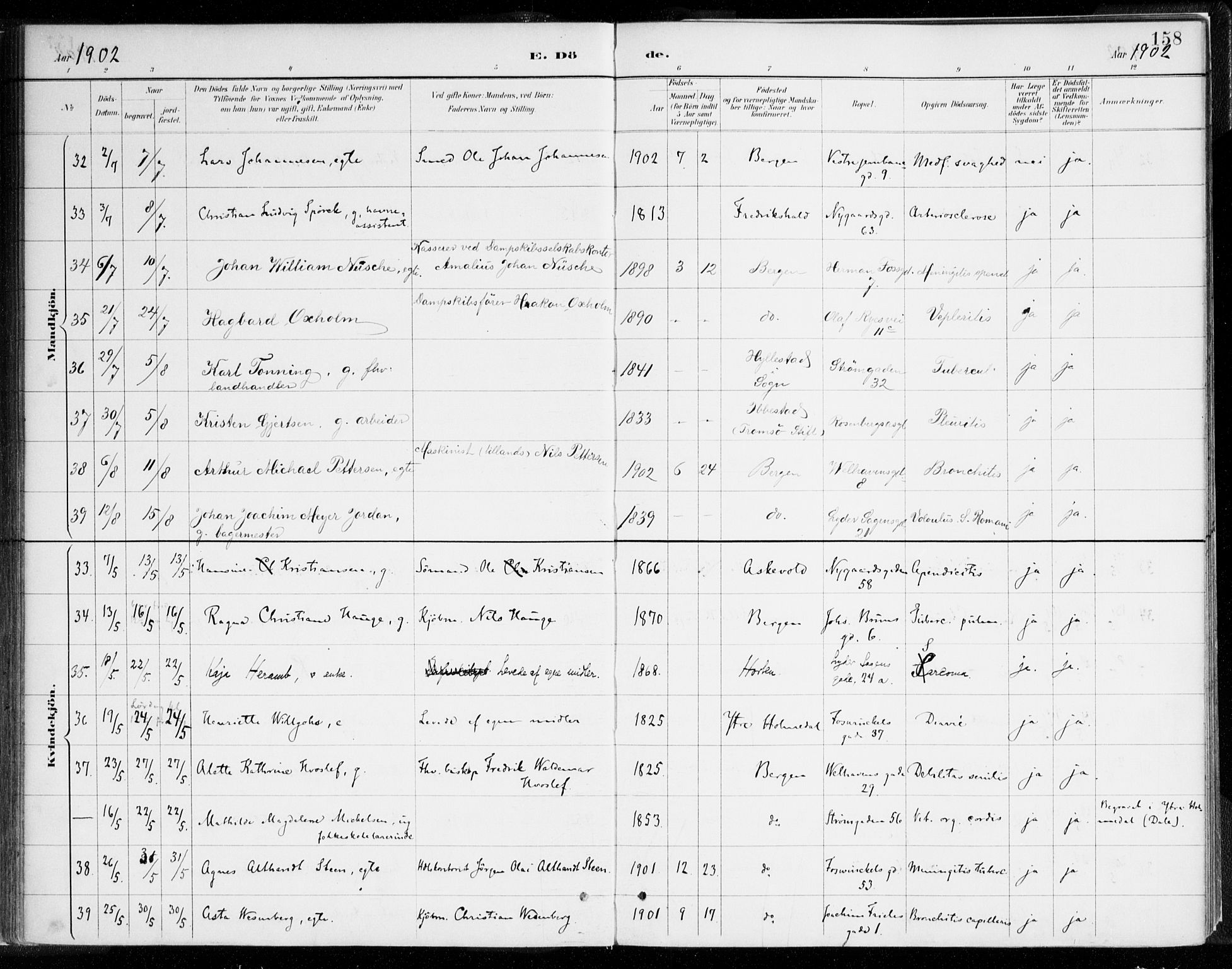 Johanneskirken sokneprestembete, AV/SAB-A-76001/H/Haa/L0019: Parish register (official) no. E 1, 1885-1915, p. 158