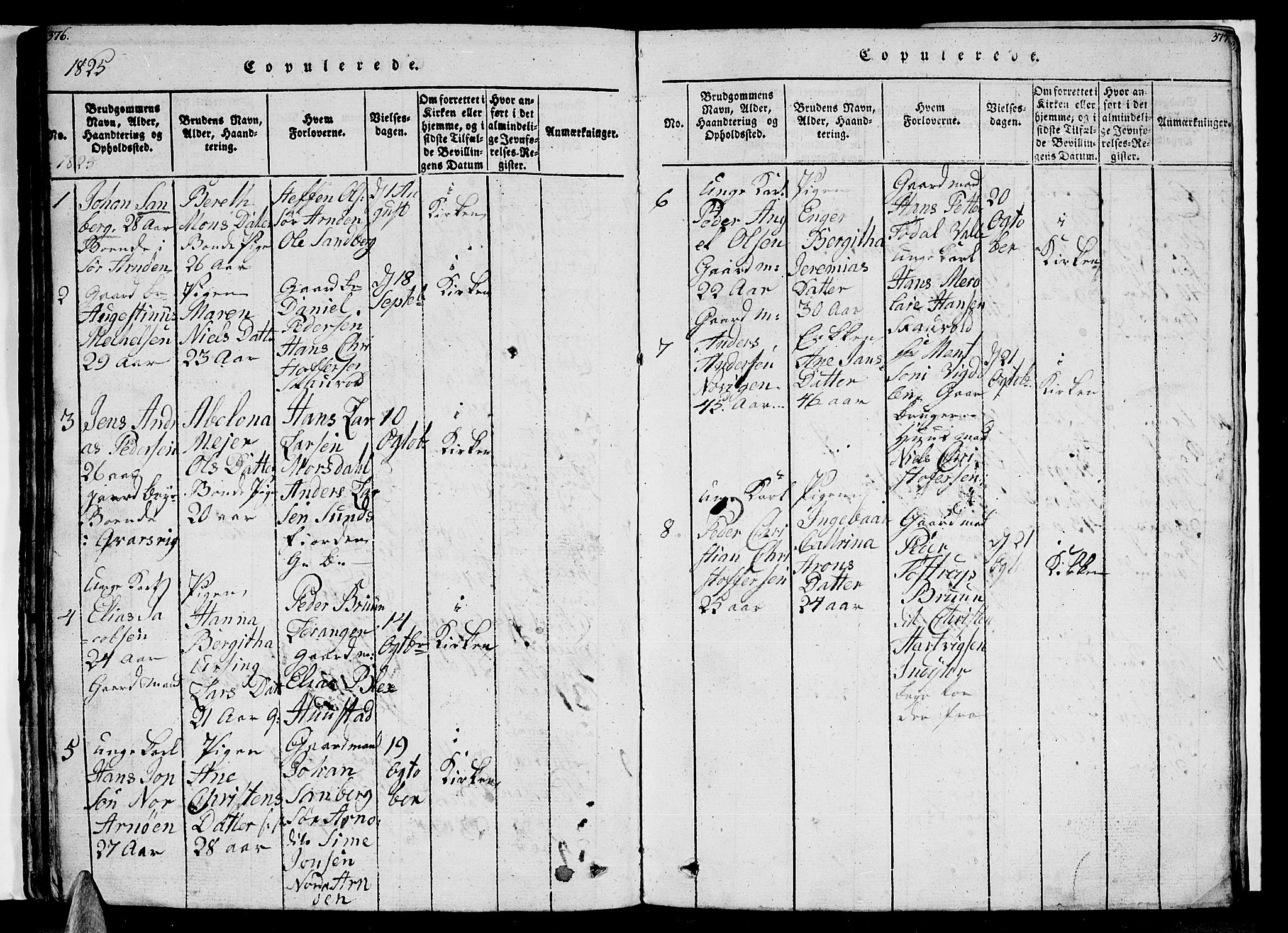 Ministerialprotokoller, klokkerbøker og fødselsregistre - Nordland, AV/SAT-A-1459/805/L0105: Parish register (copy) no. 805C01, 1820-1839, p. 376-377