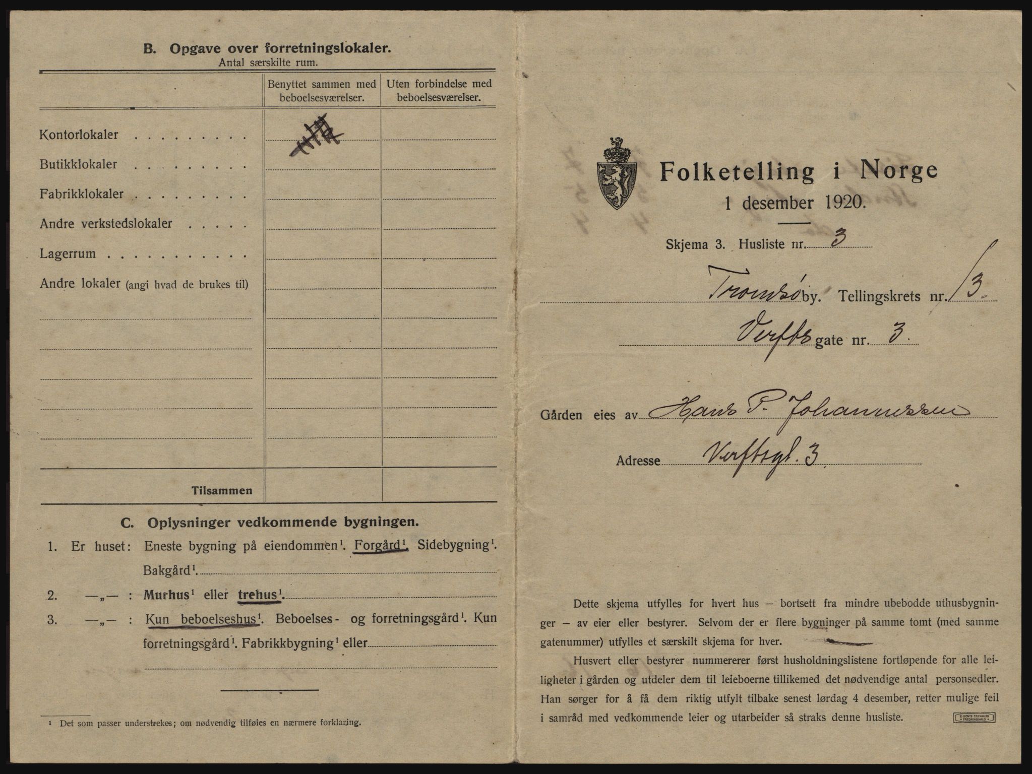 SATØ, 1920 census for Tromsø, 1920, p. 2129