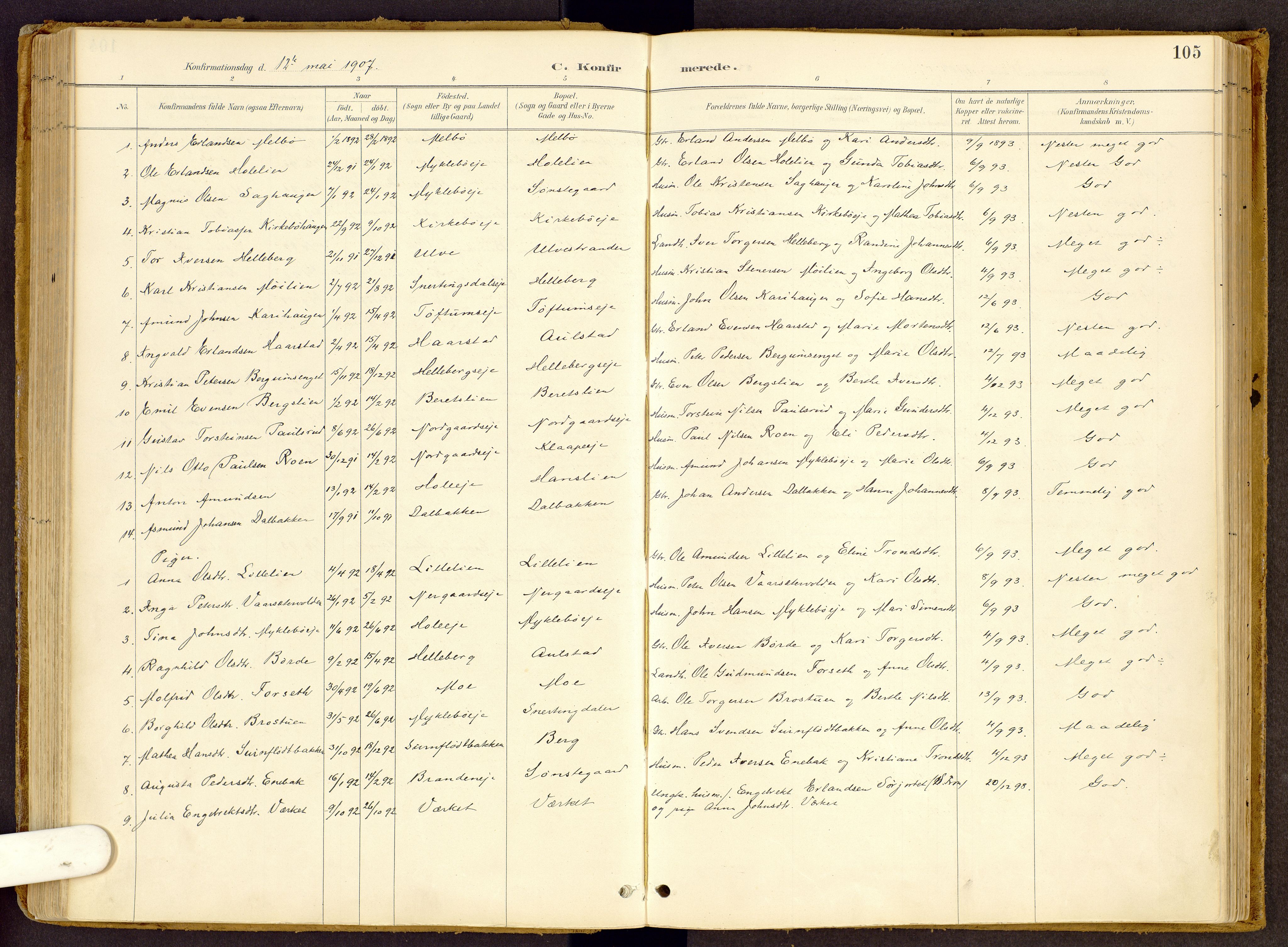 Vestre Gausdal prestekontor, SAH/PREST-094/H/Ha/Haa/L0002: Parish register (official) no. 2, 1887-1918, p. 105
