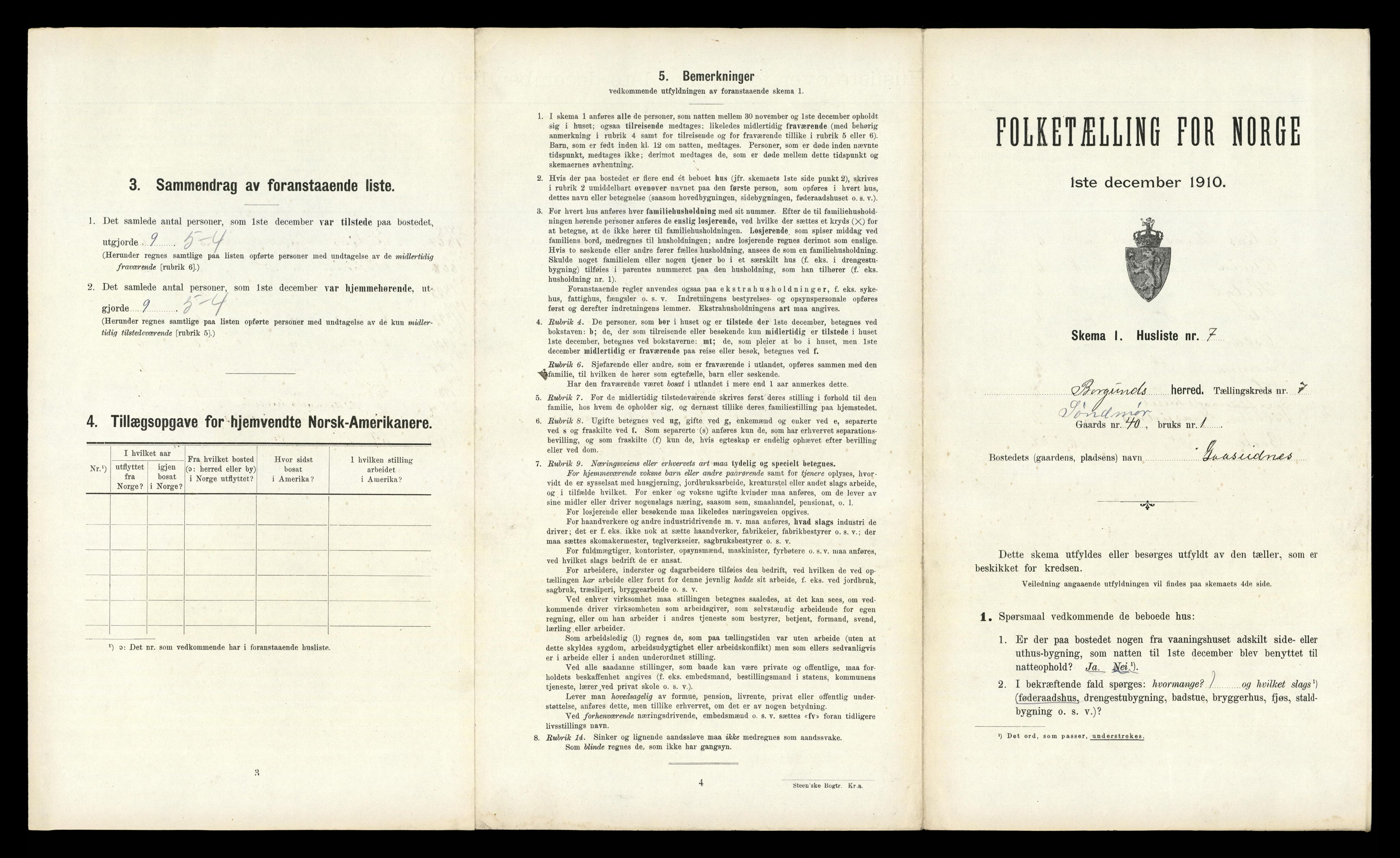 RA, 1910 census for Borgund, 1910, p. 565