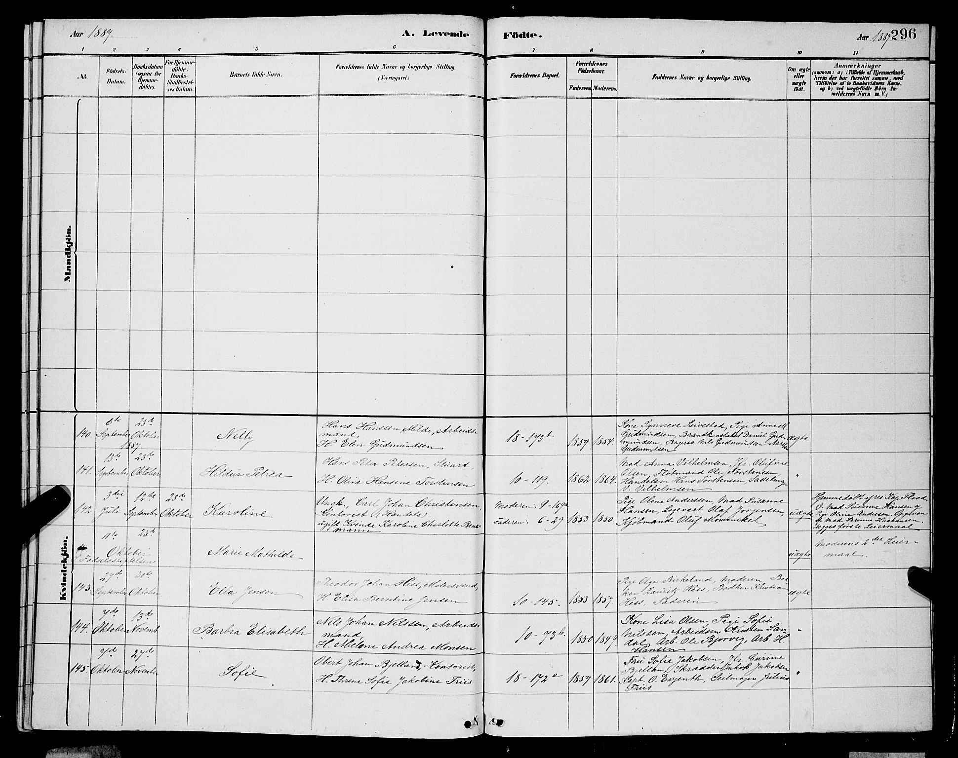 Domkirken sokneprestembete, SAB/A-74801/H/Hab/L0015: Parish register (copy) no. B 8, 1879-1887, p. 296