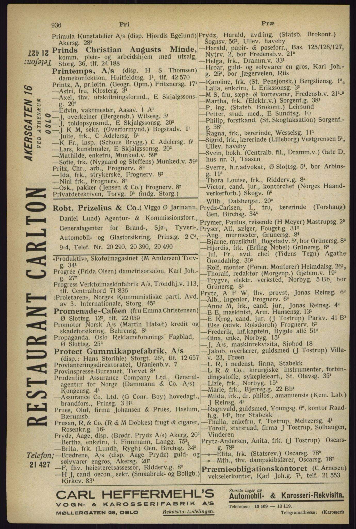 Kristiania/Oslo adressebok, PUBL/-, 1927, p. 936