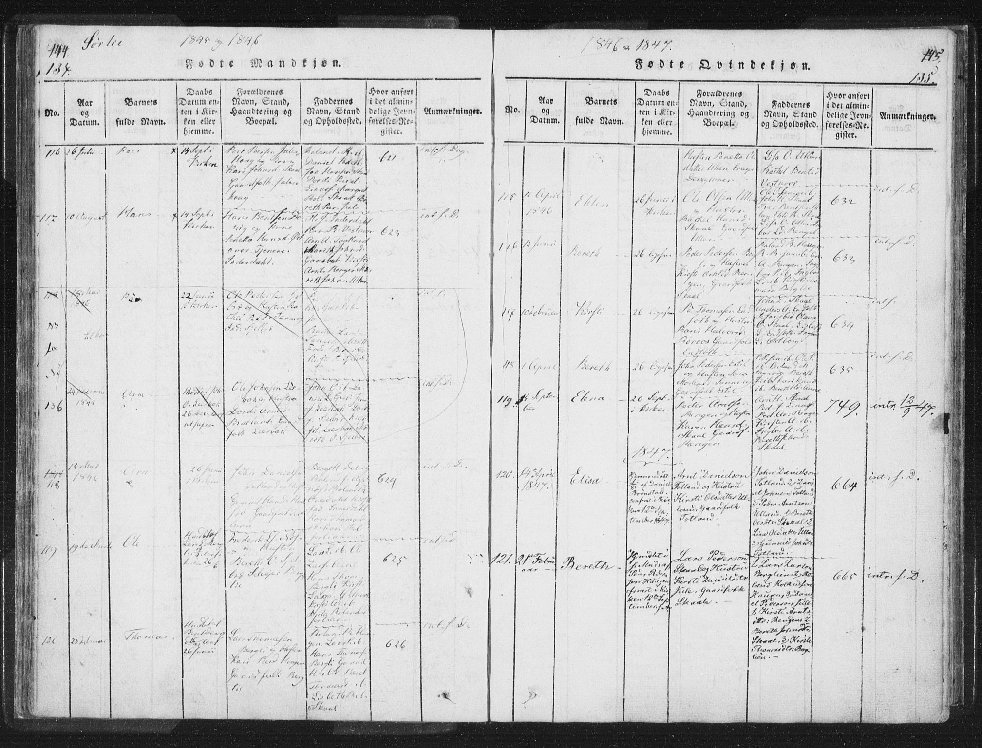 Ministerialprotokoller, klokkerbøker og fødselsregistre - Nord-Trøndelag, SAT/A-1458/755/L0491: Parish register (official) no. 755A01 /2, 1817-1864, p. 134-135