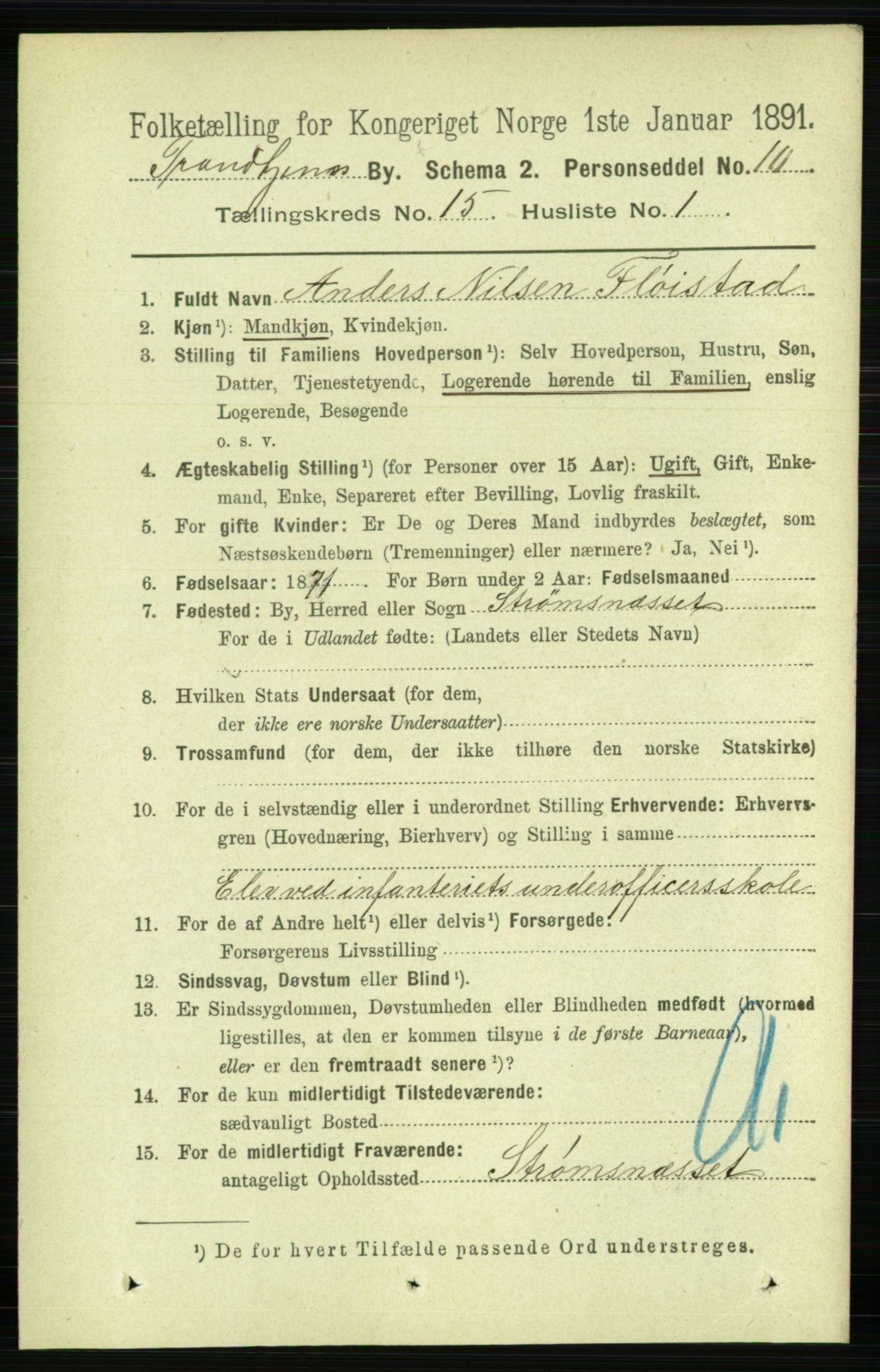 RA, 1891 census for 1601 Trondheim, 1891, p. 11581