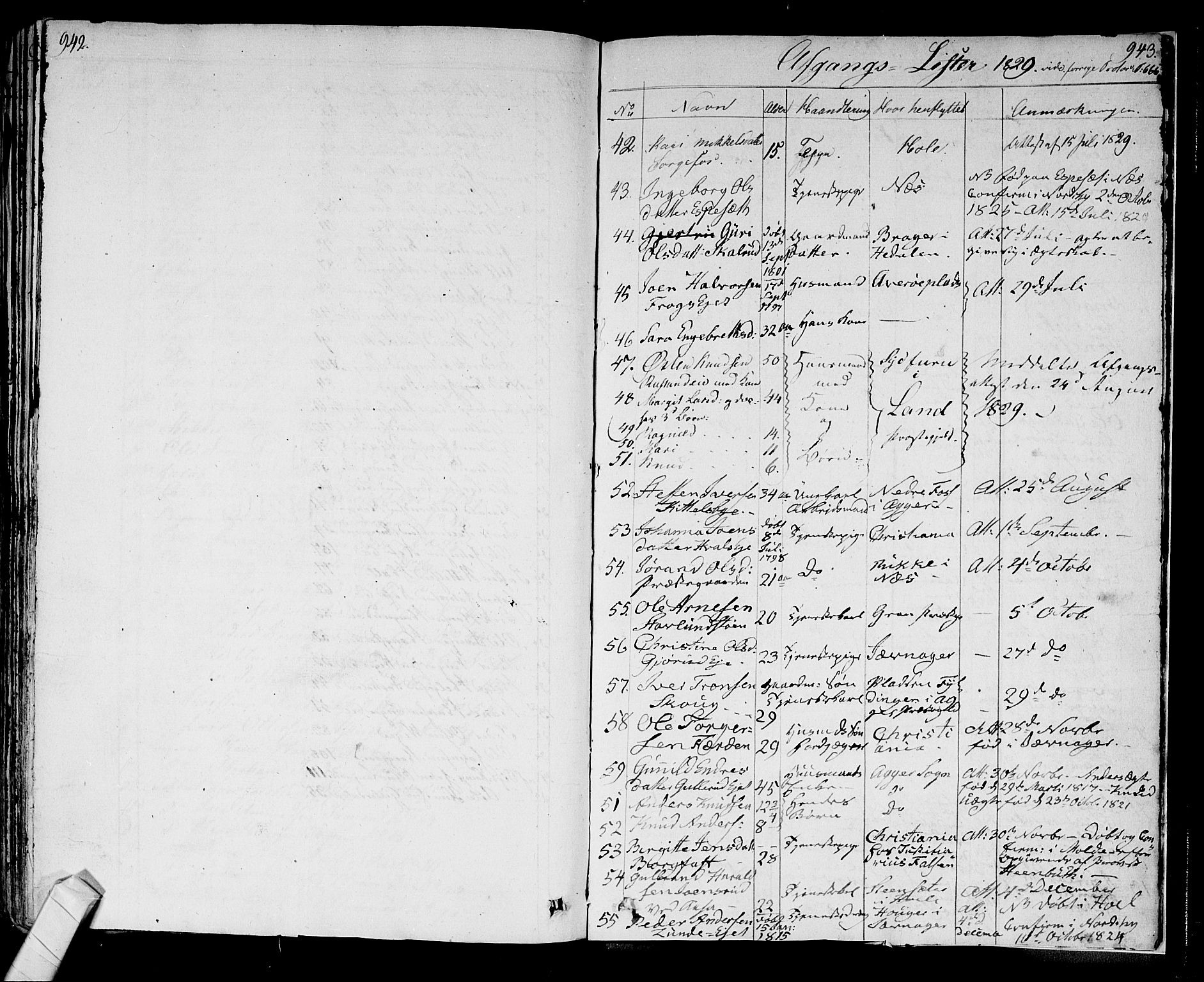 Norderhov kirkebøker, SAKO/A-237/F/Fa/L0009: Parish register (official) no. 9, 1819-1837, p. 942-943